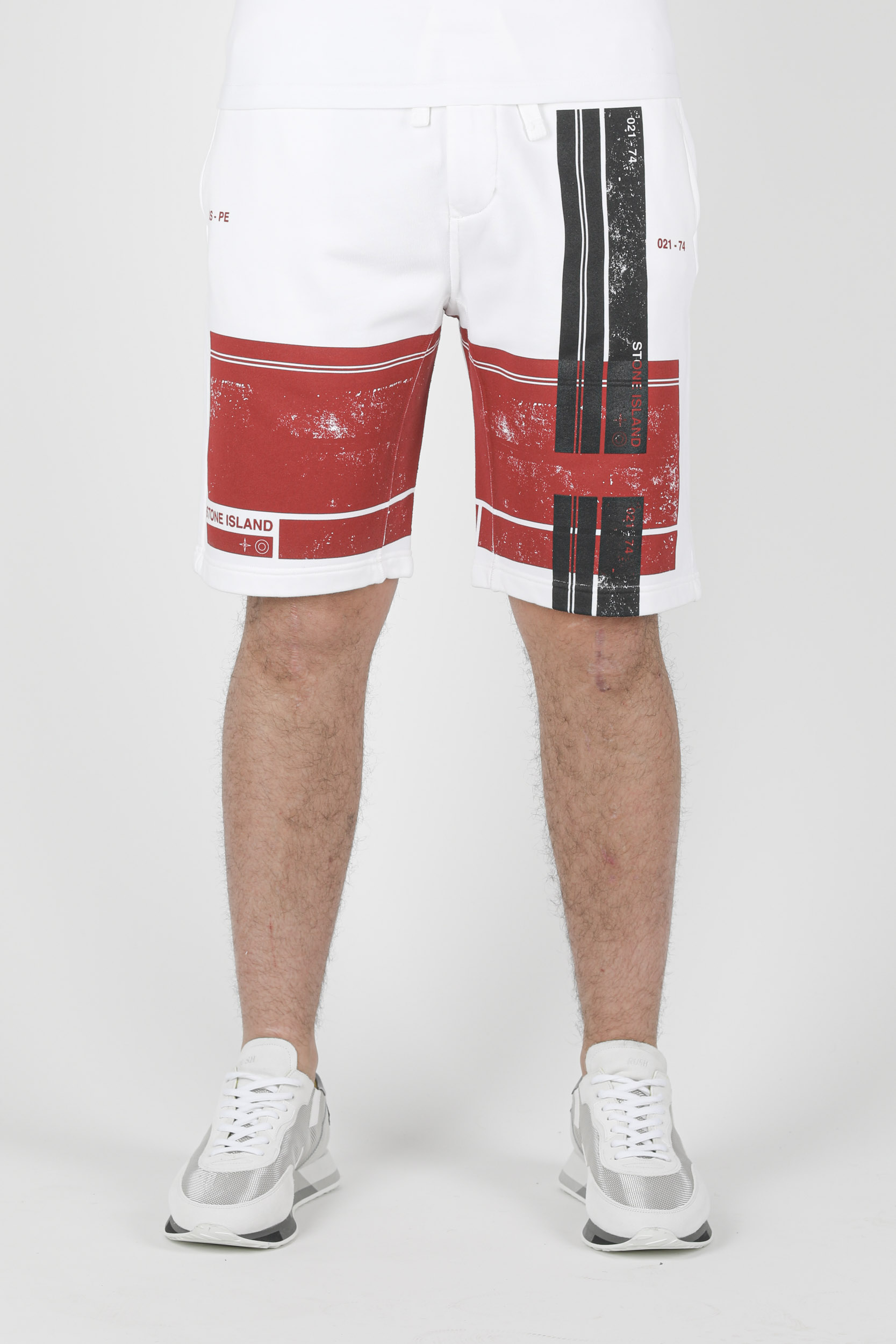 SHORT STONE ISLAND BLANC A IMPRIME 741566596-V0001