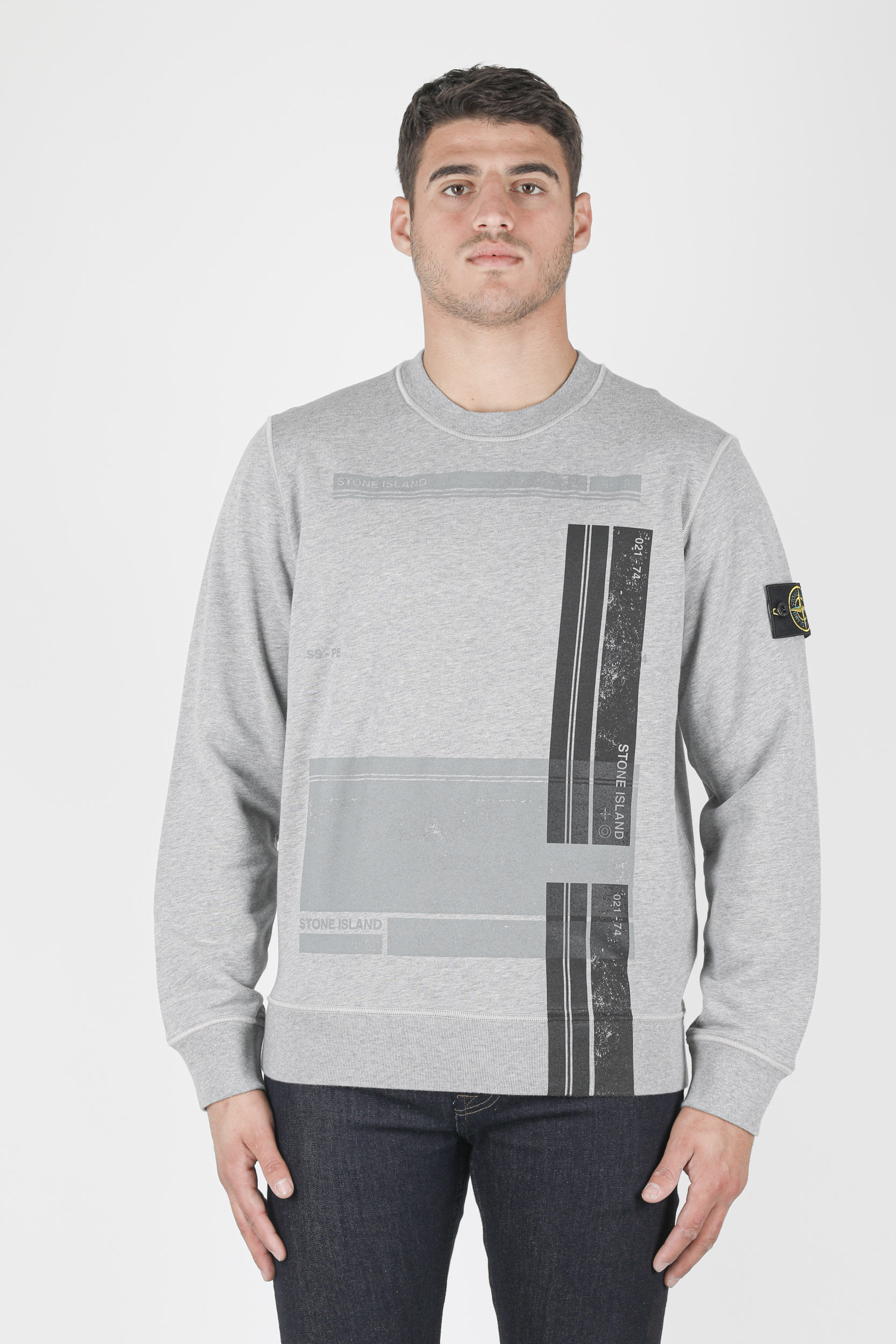 SWEAT STONE ISLAND GRIS A IMPRIME 741563095-V0M64