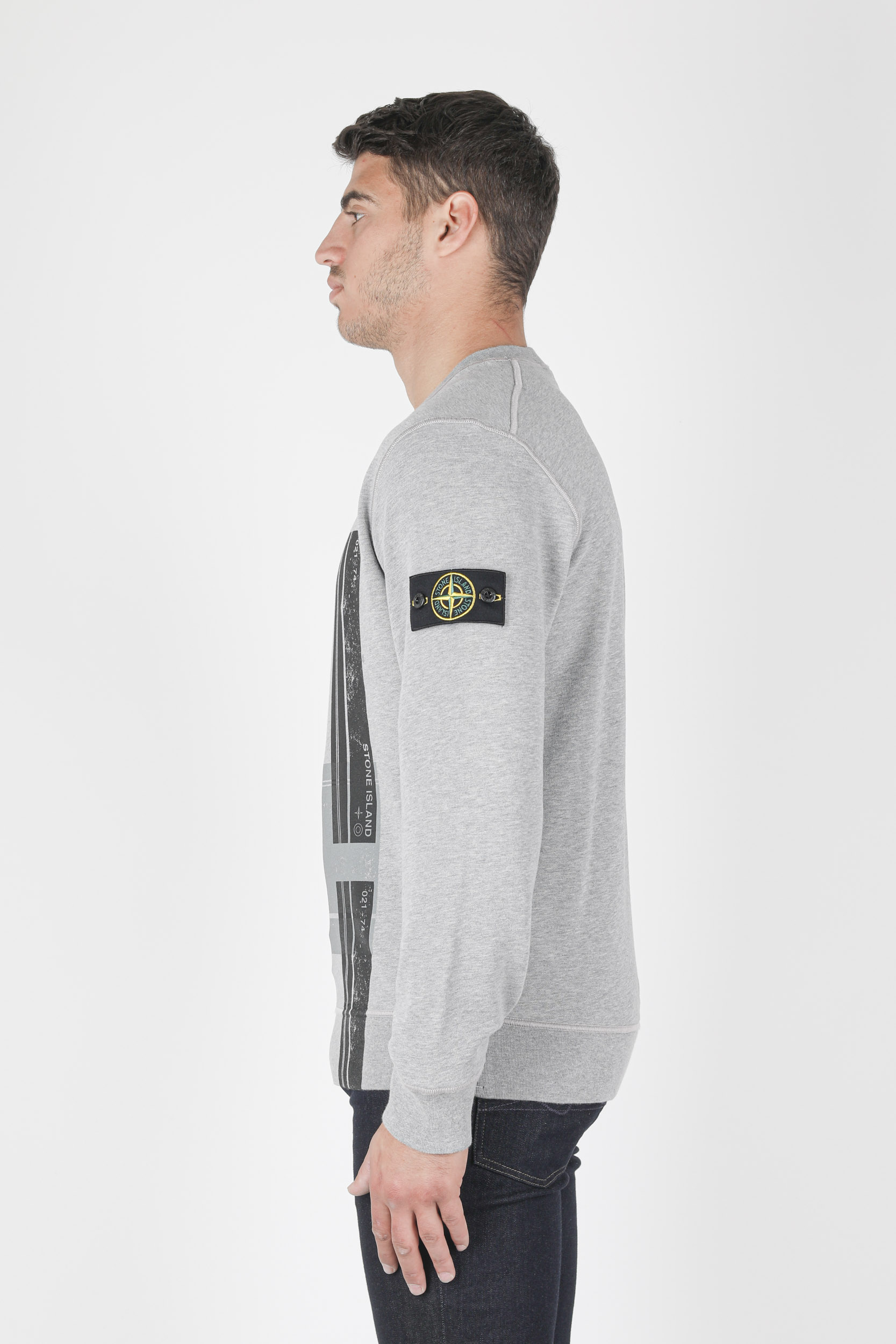 SWEAT STONE ISLAND GRIS A IMPRIME 741563095-V0M64