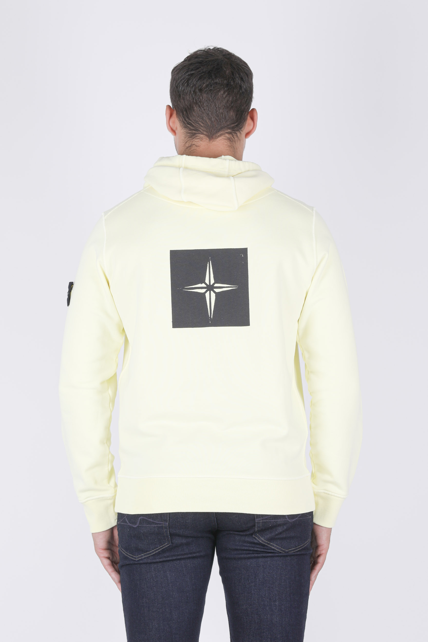 SWEAT A CAPUCHE STONE ISLAND JAUNE A IMPRIME 741565894-V0031