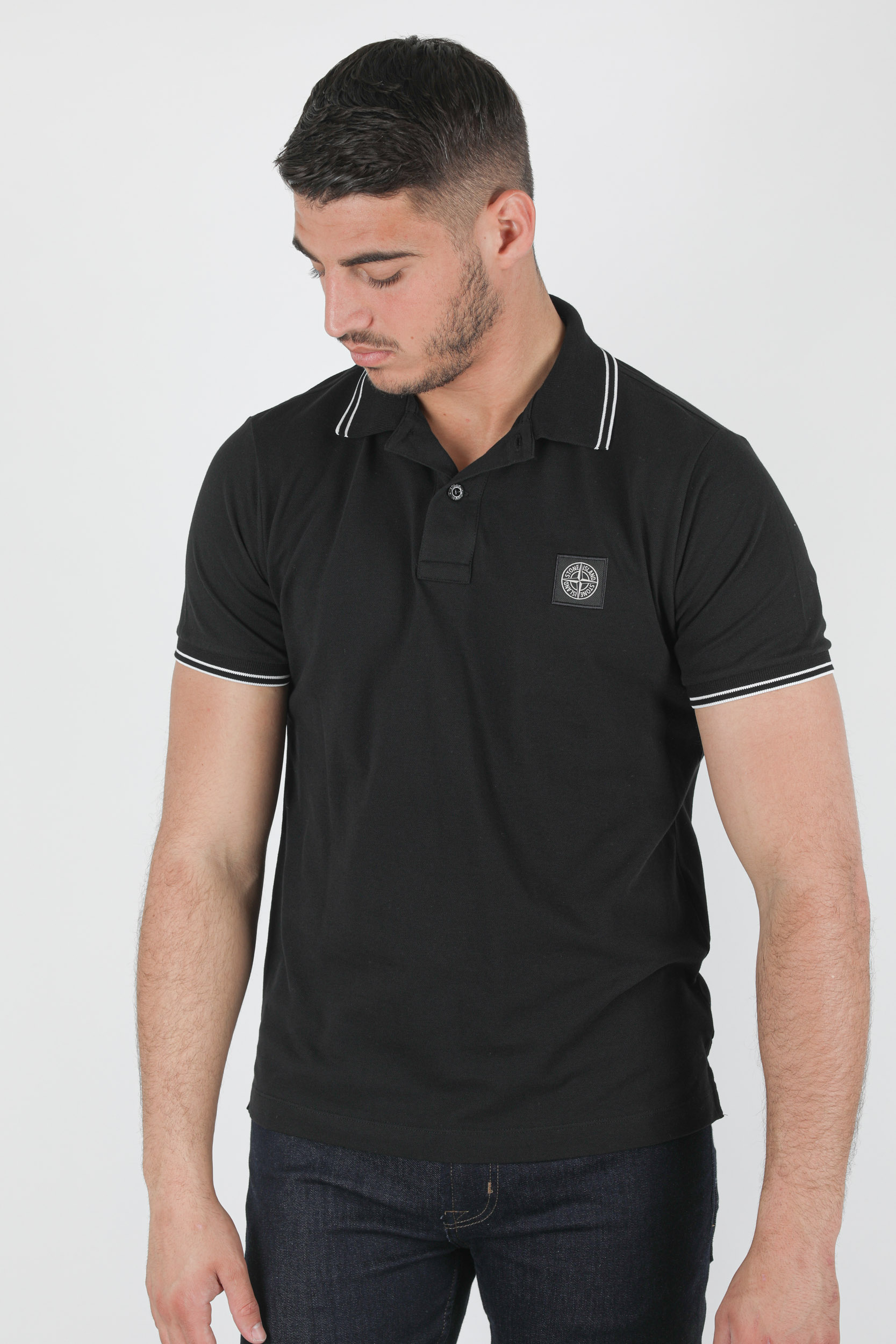 POLO STONE ISLAND PIQUE STRETCH NOIR 741522S18-V0029
