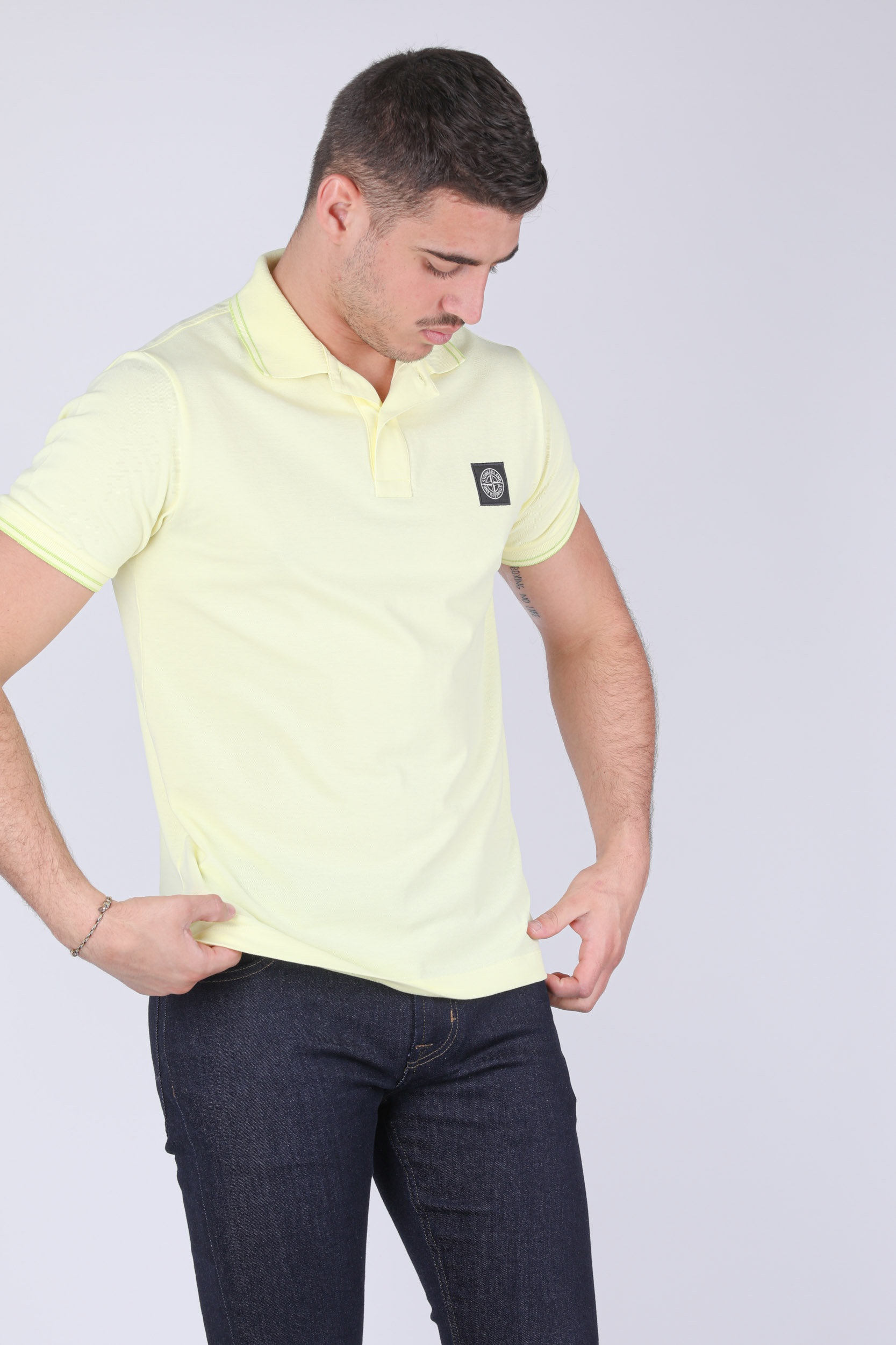 POLO STONE ISLAND PIQUE STRETCH JAUNE 741522S18-V3031