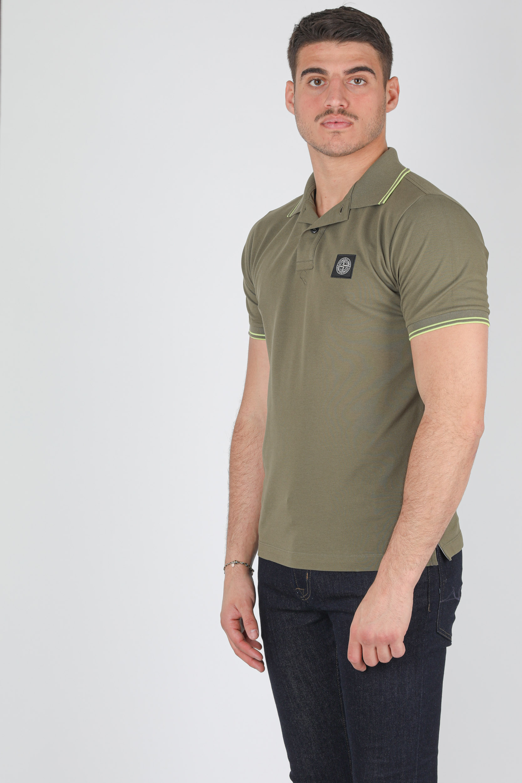 POLO STONE ISLAND PIQUE STRETCH KAKI 741522S18-V3058