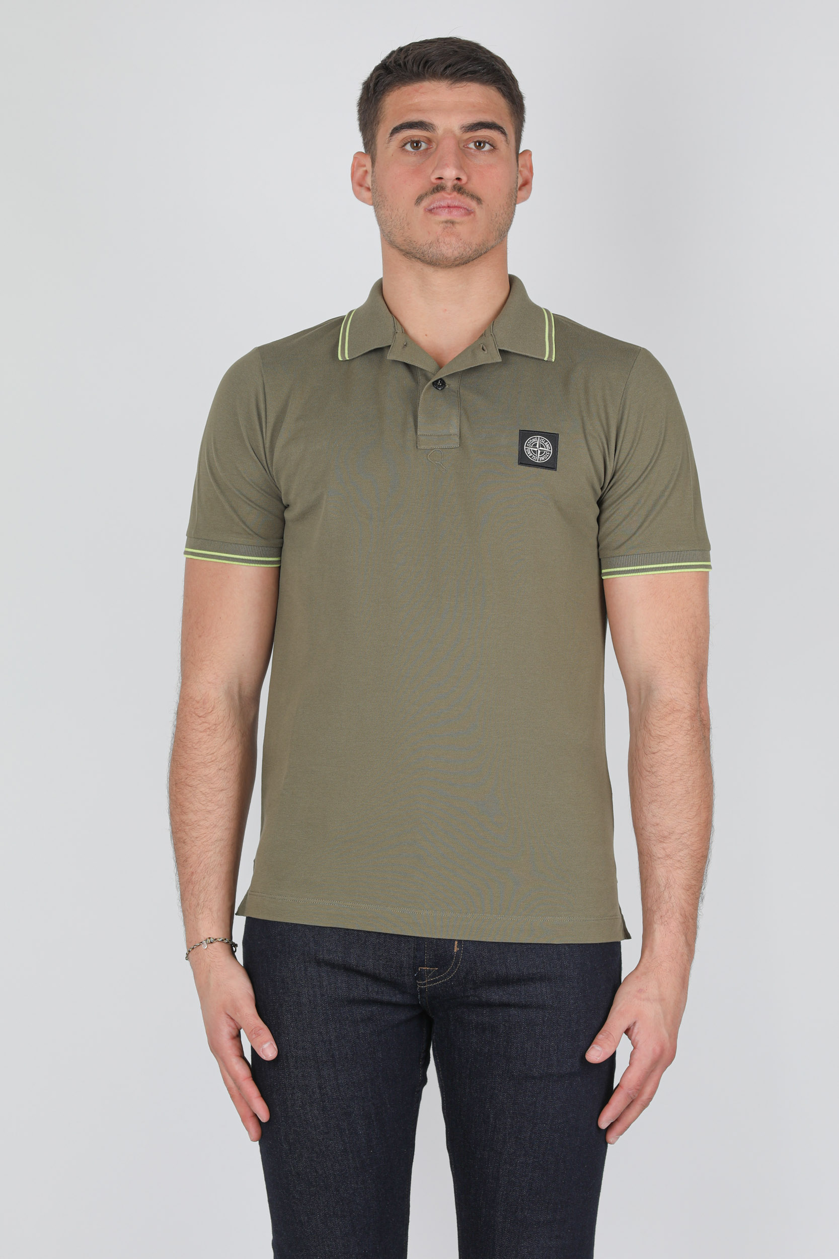 POLO STONE ISLAND PIQUE STRETCH KAKI 741522S18-V3058
