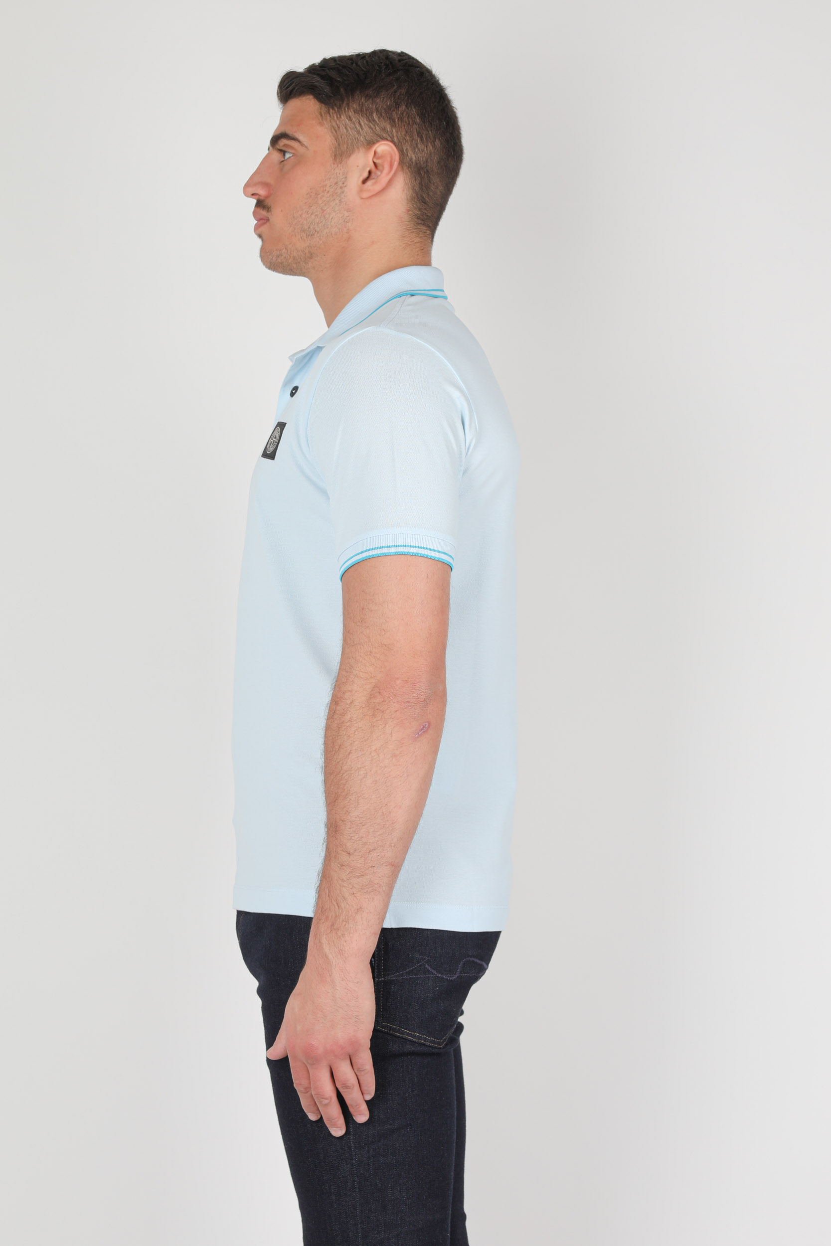 POLO STONE ISLAND BLEU CIEL PIQUE STRETCH 741522S18-V5041
