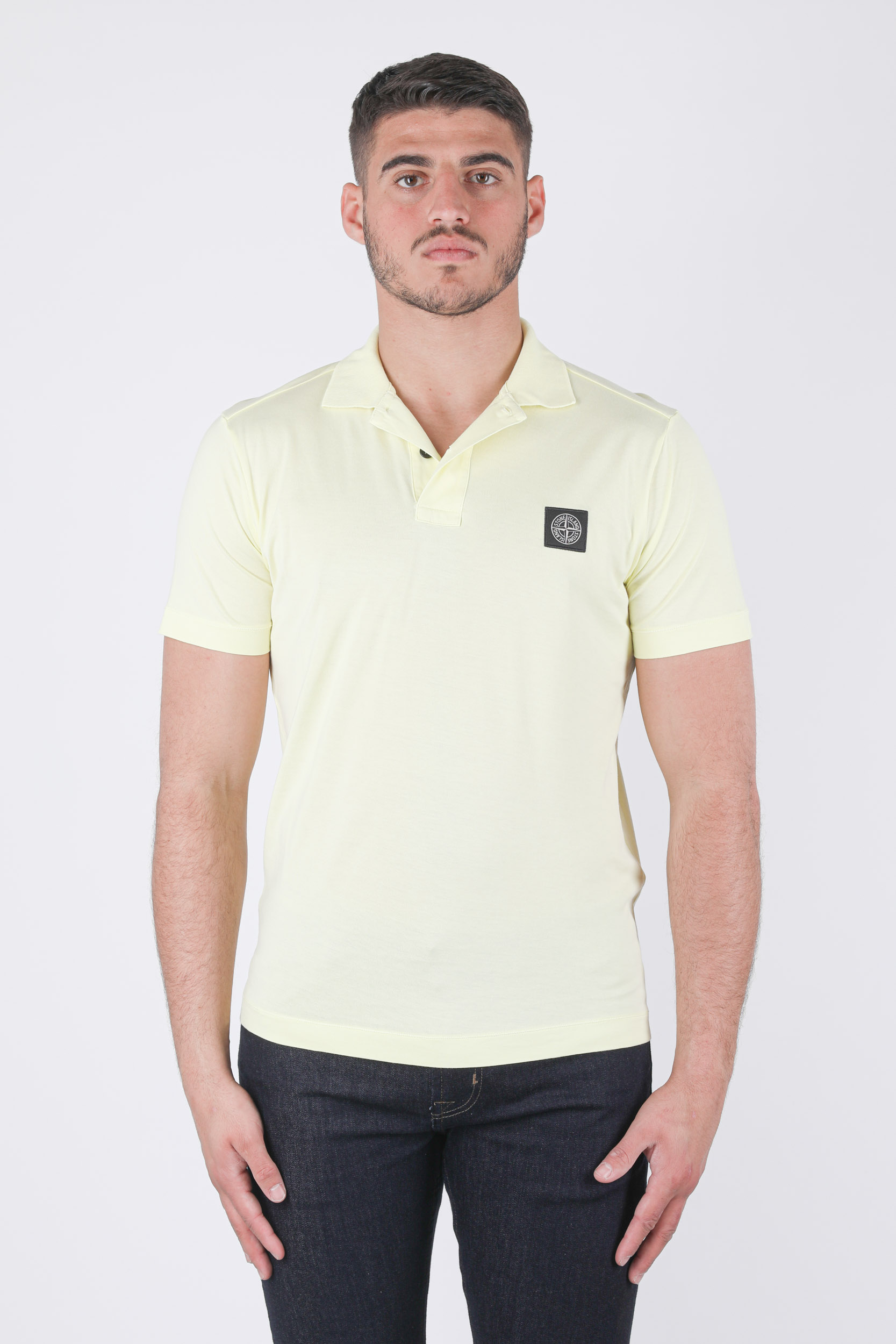 POLO STONE ISLAND JERSEY COTON JAUNE 741522613-V0046