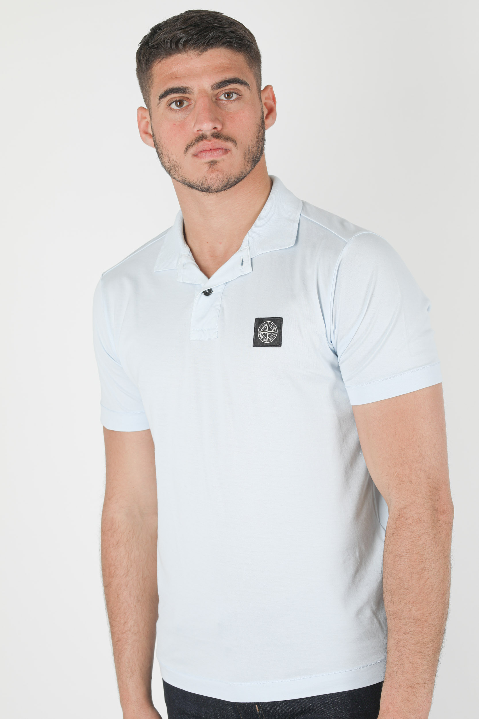 POLO STONE ISLAND JERSEY COTON BLEU CIEL  741522613-V0041