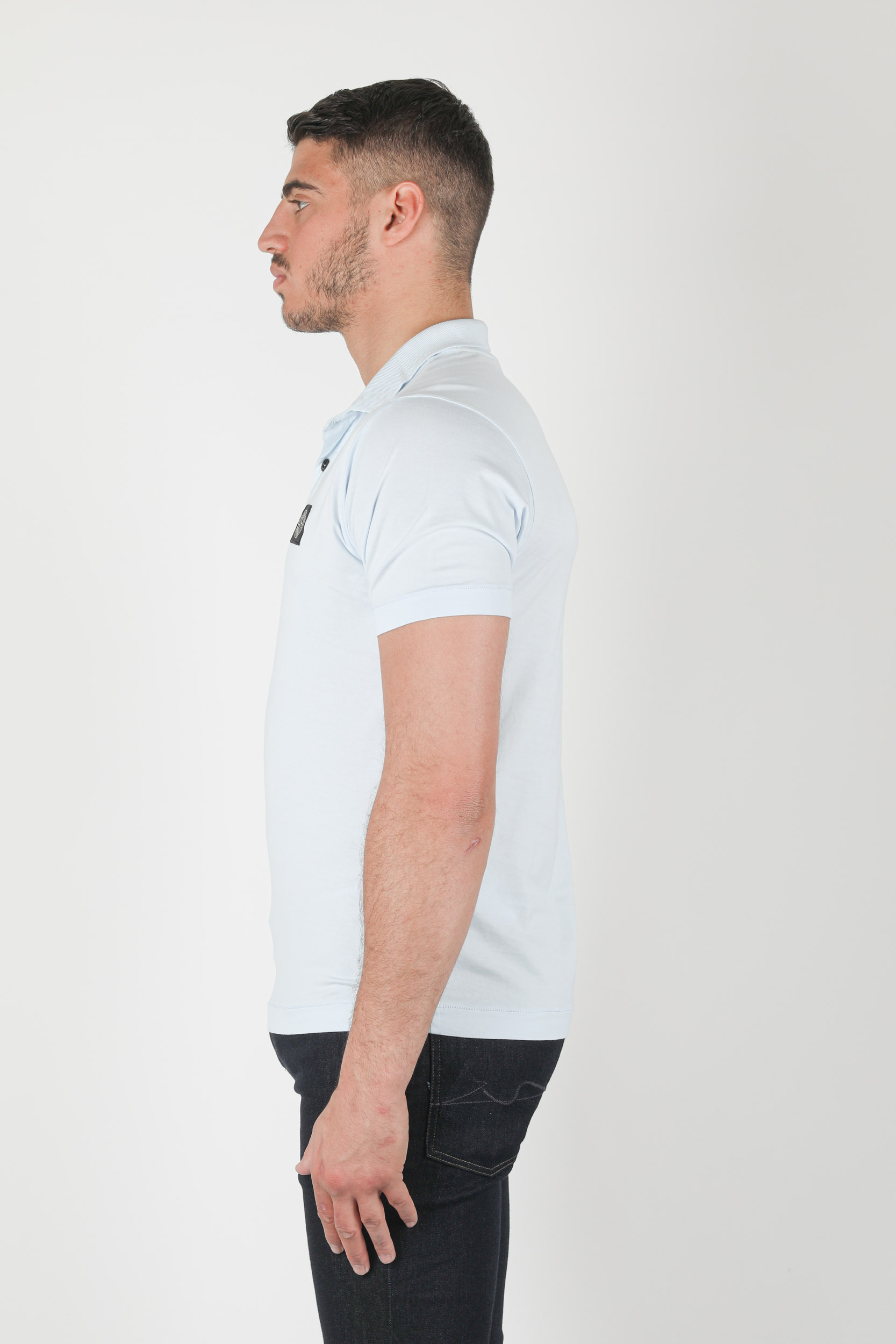 POLO STONE ISLAND JERSEY COTON BLEU CIEL  741522613-V0041