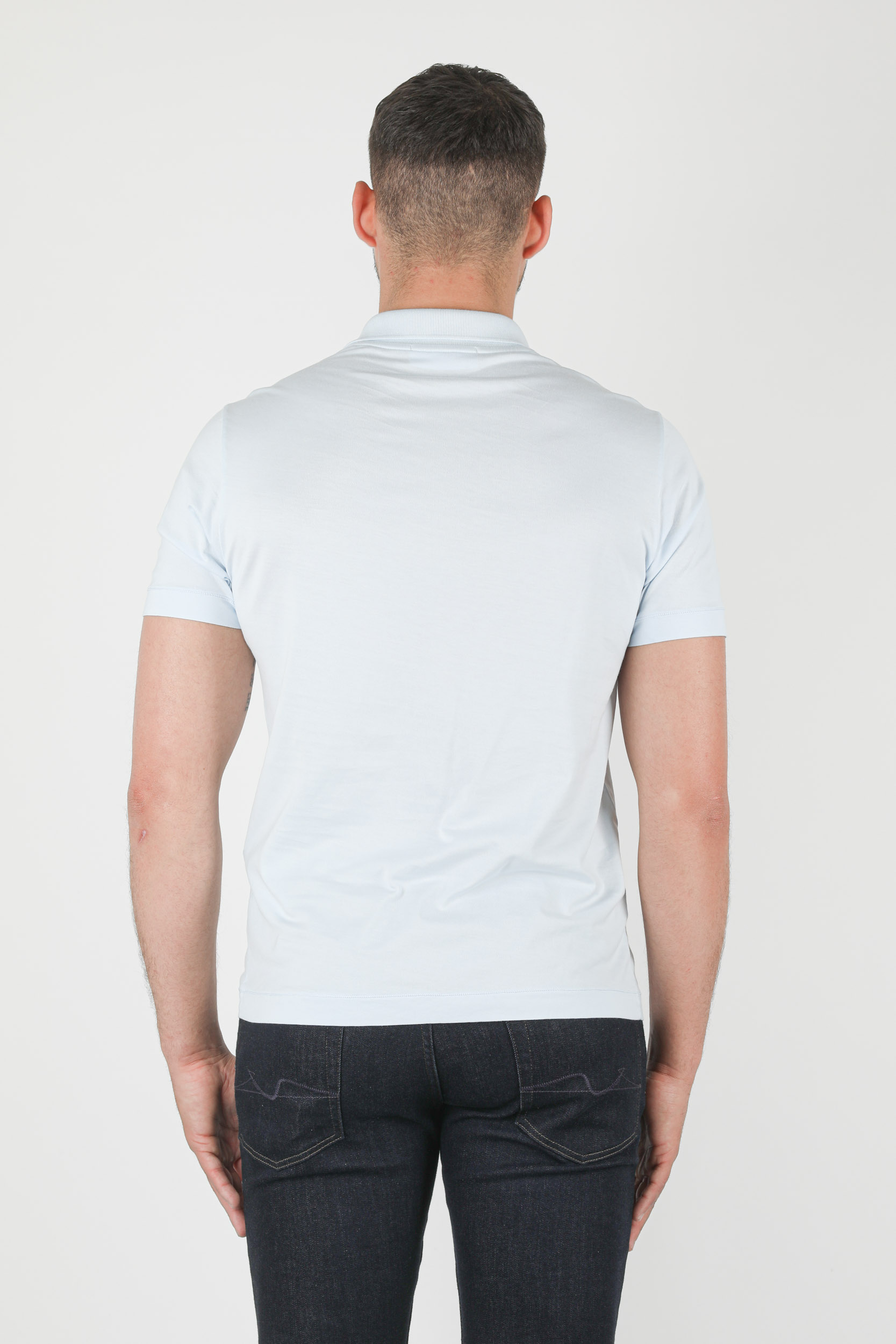 POLO STONE ISLAND JERSEY COTON BLEU CIEL  741522613-V0041