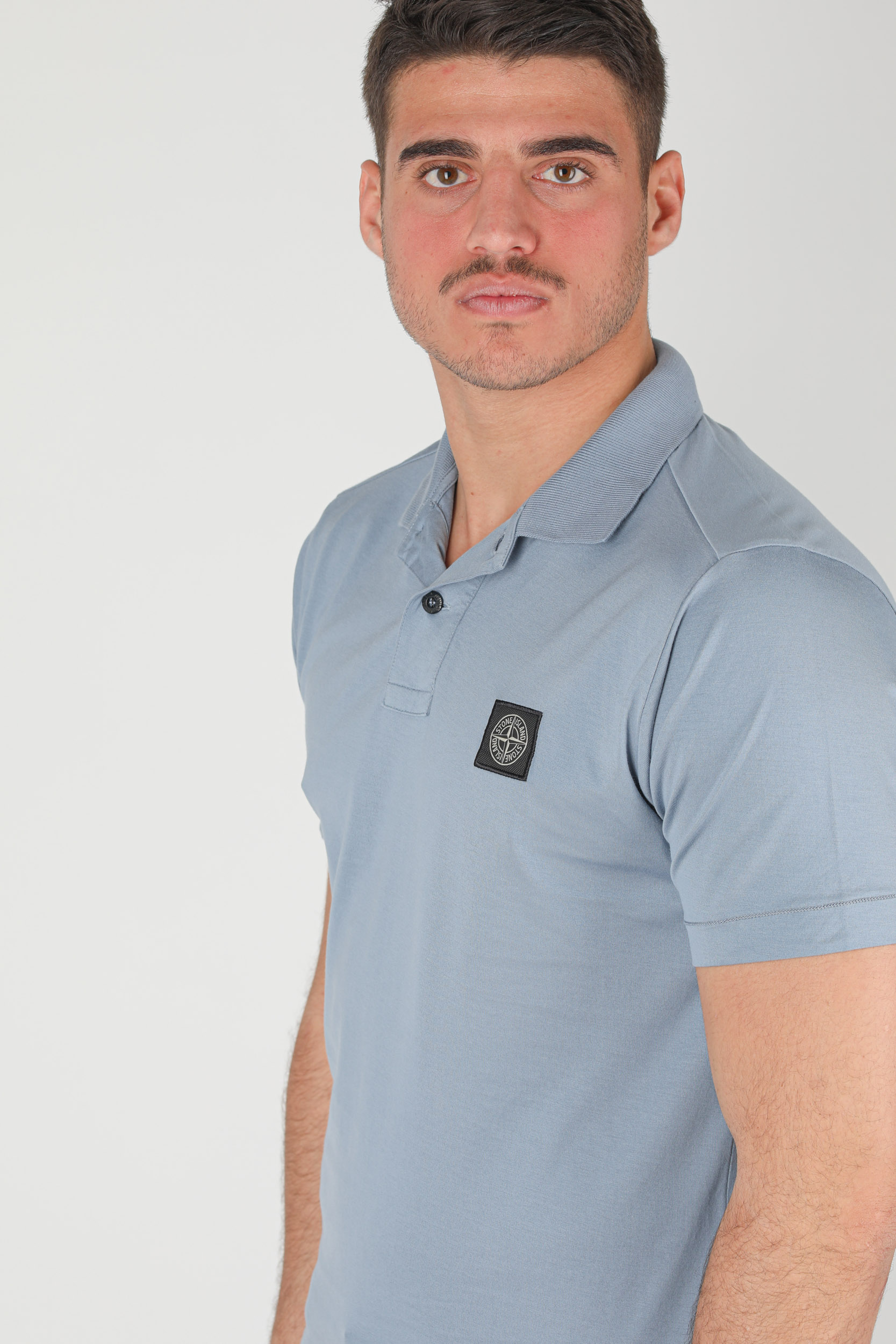 POLO STONE ISLAND JERSEY COTON BLEU 741522613-V0046