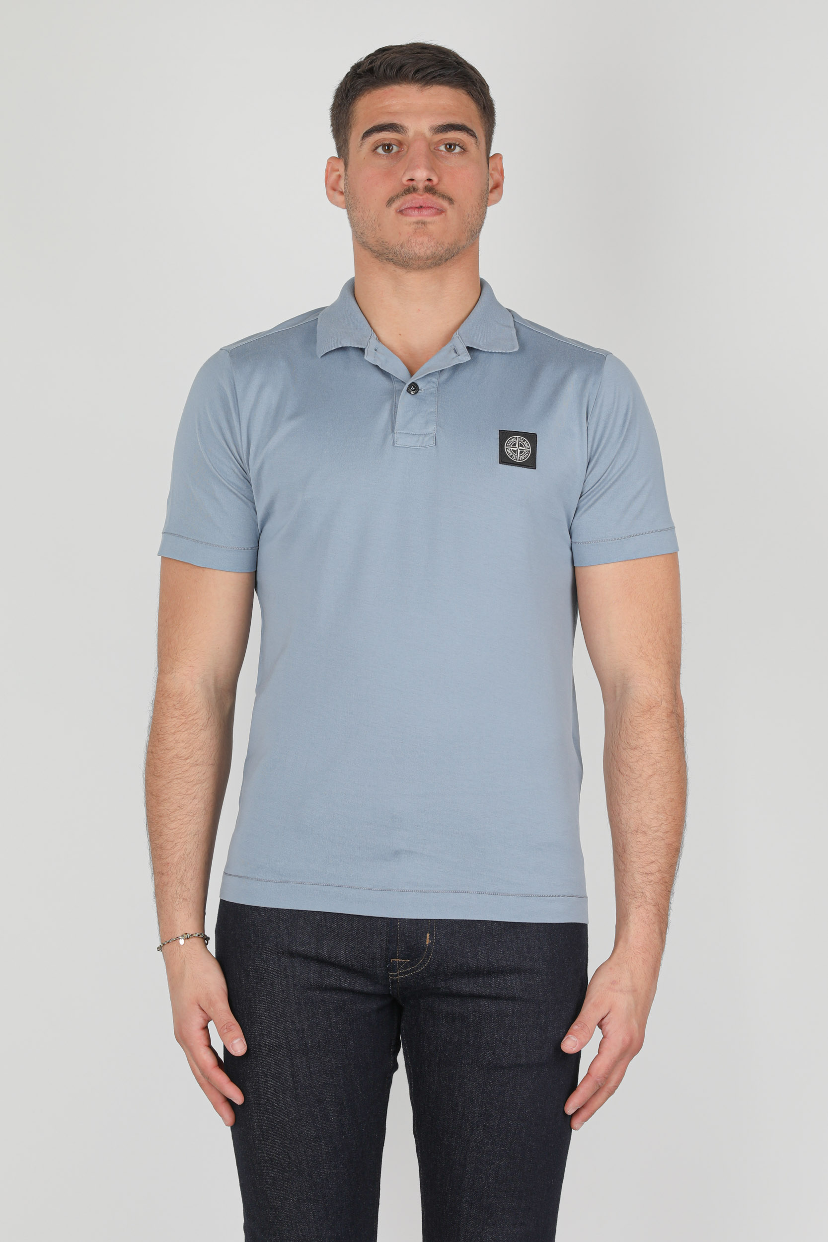 POLO STONE ISLAND JERSEY COTON BLEU 741522613-V0046
