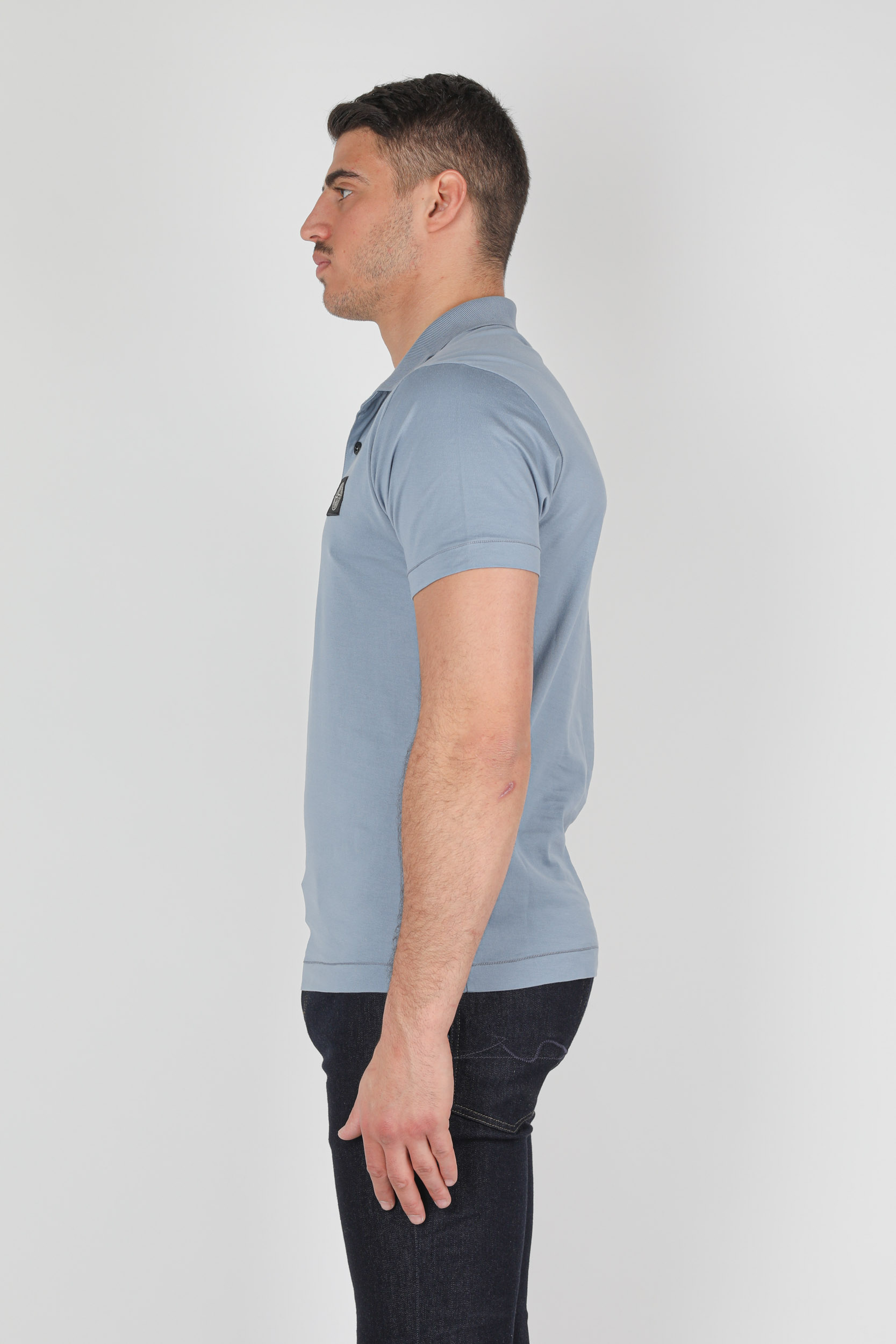 POLO STONE ISLAND JERSEY COTON BLEU 741522613-V0046