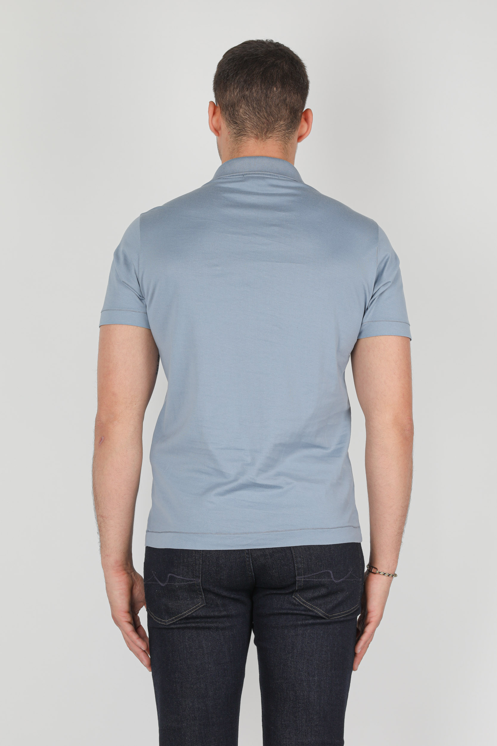 POLO STONE ISLAND JERSEY COTON BLEU 741522613-V0046