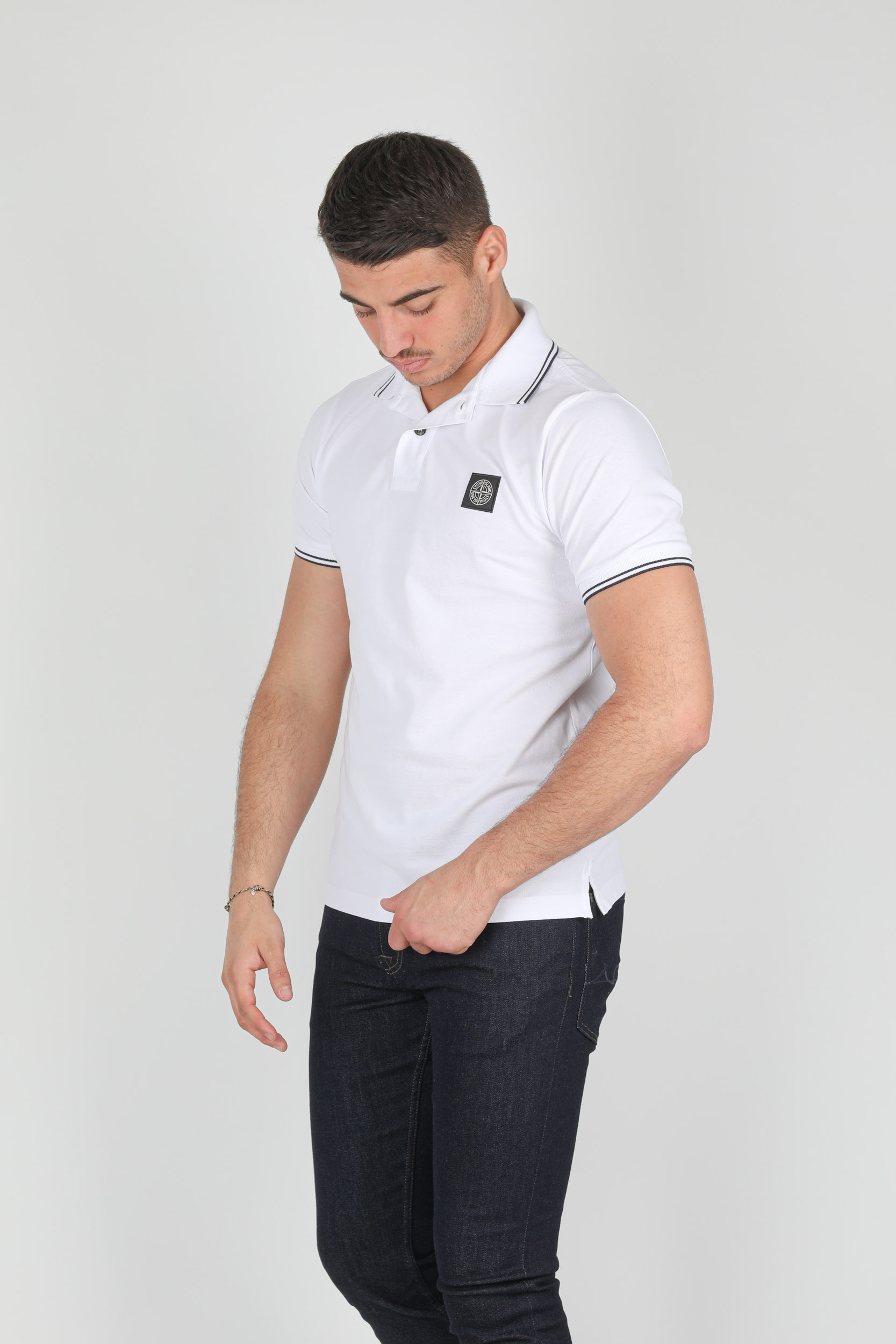 POLO STONE ISLAND PIQUE STRETCH BLANC 741522S18-V1001