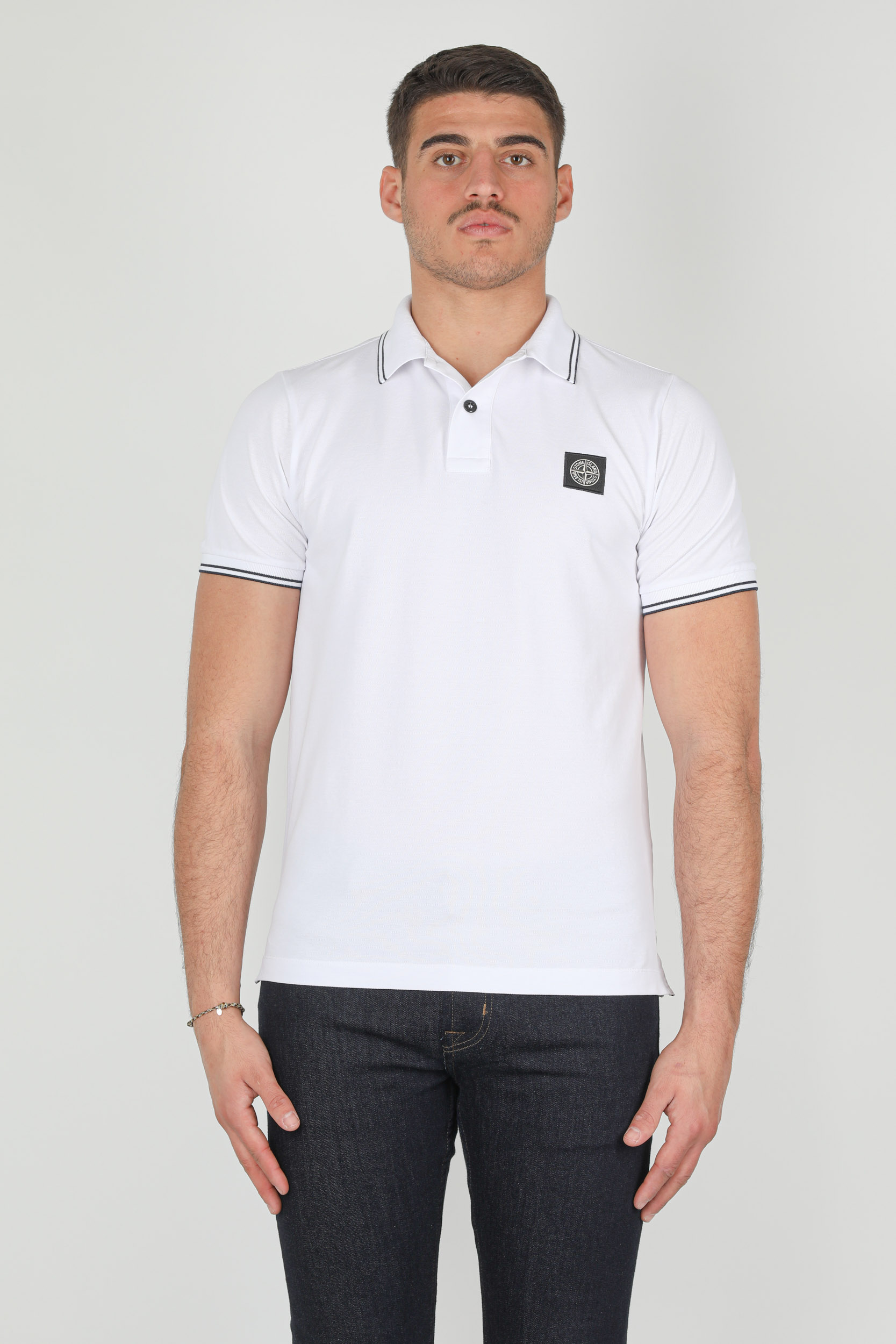 POLO STONE ISLAND PIQUE STRETCH BLANC 741522S18-V1001