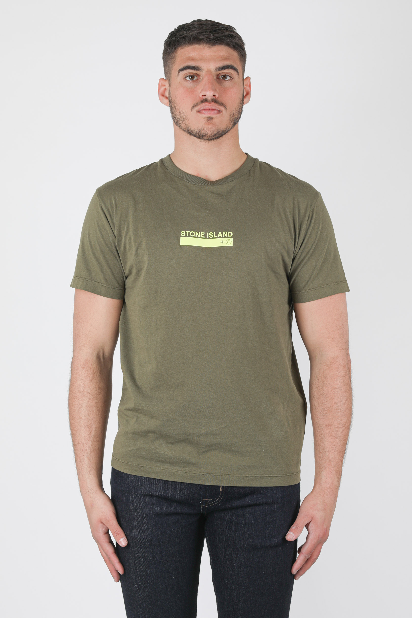 T-SHIRT STONE ISLAND KAKI LOGO JAUNE 74152NS55-V0058