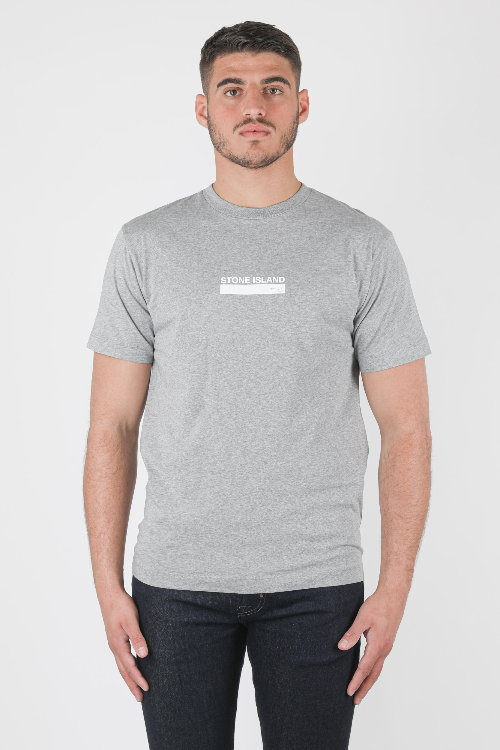 T-SHIRT STONE ISLAND GRIS LOGO BLANC 74152NS55-V0M64