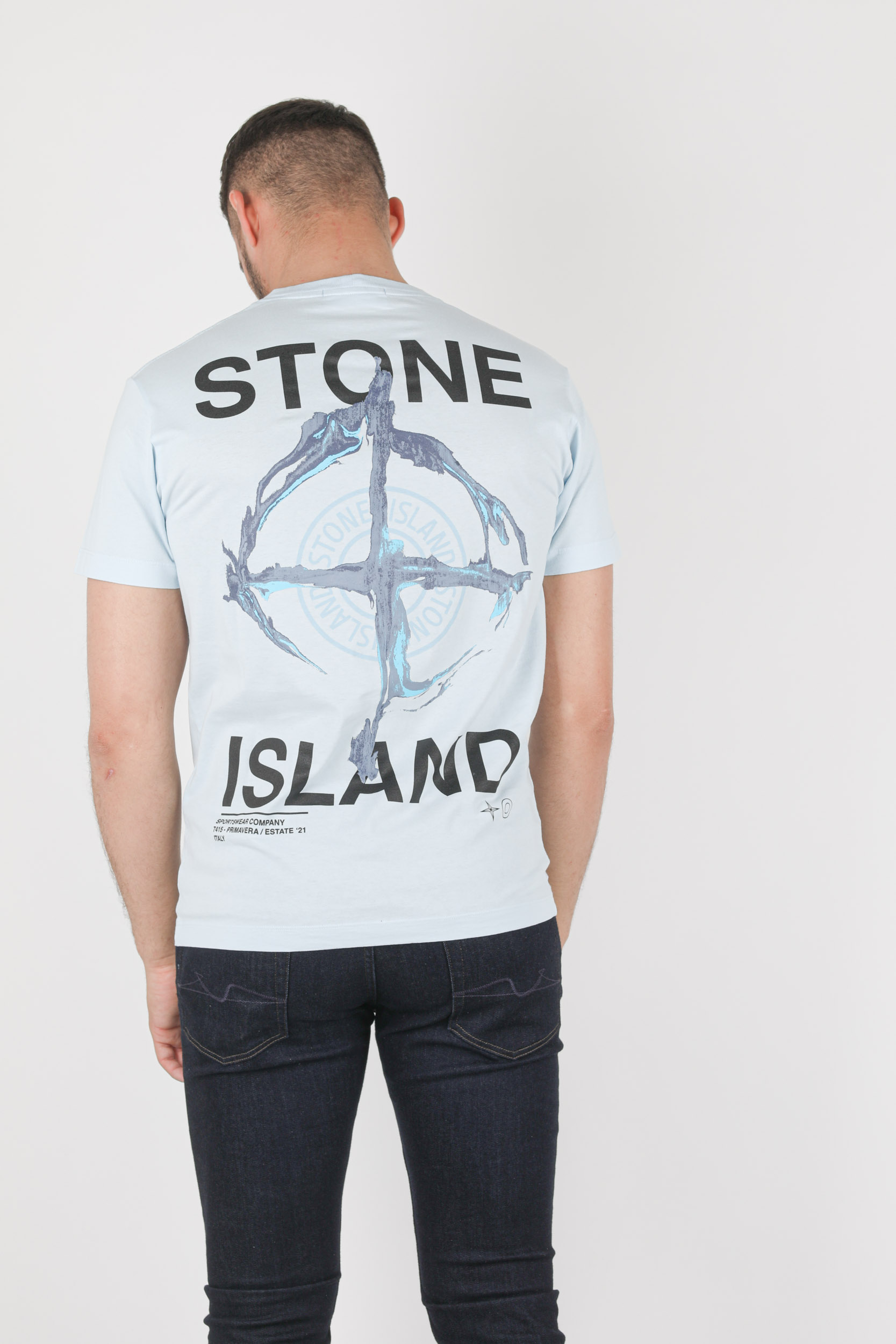 T-SHIRT STONE ISLAND BLEU CIEL LOGO 74152NS85-V0041