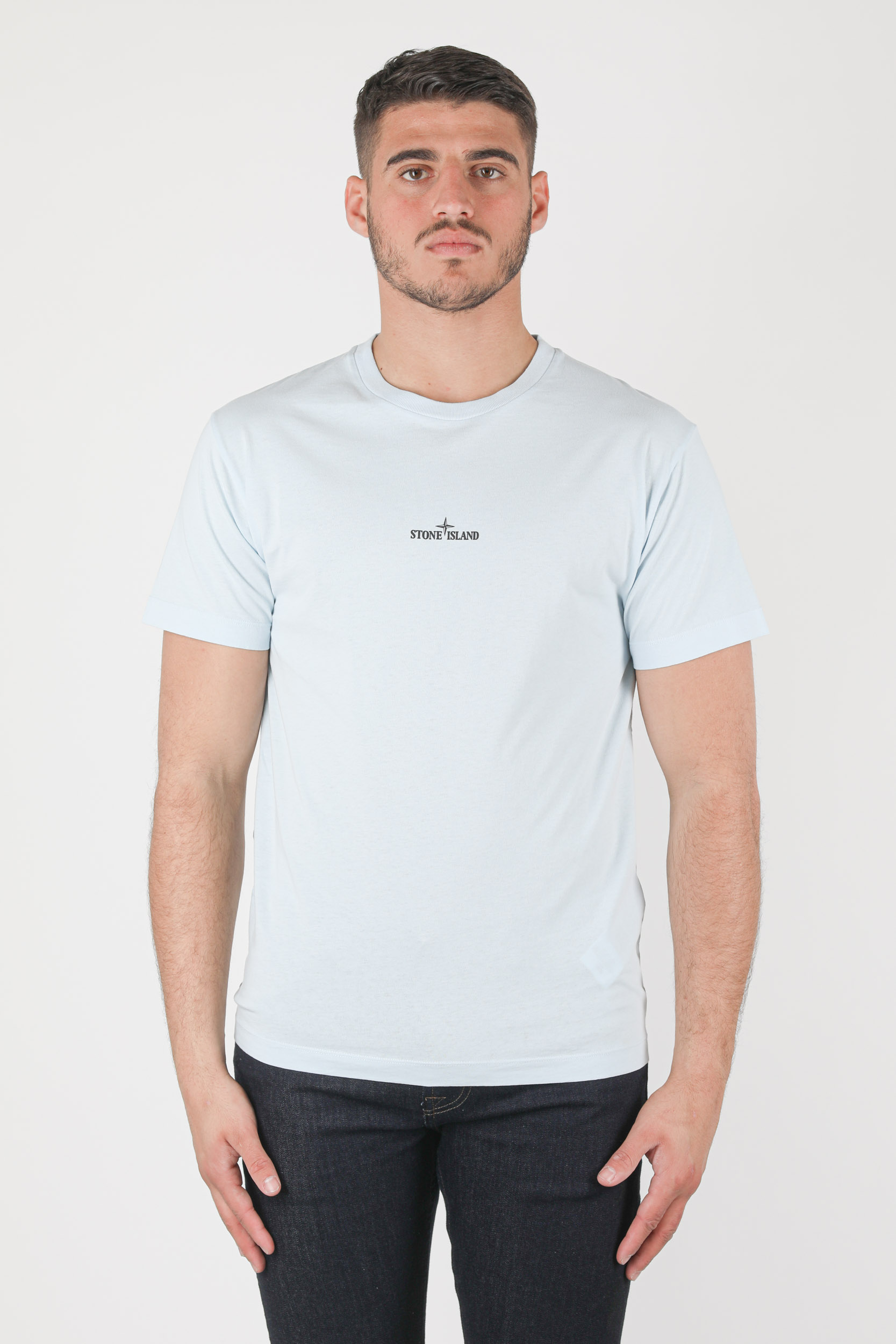 T-SHIRT STONE ISLAND BLEU CIEL LOGO 74152NS85-V0041