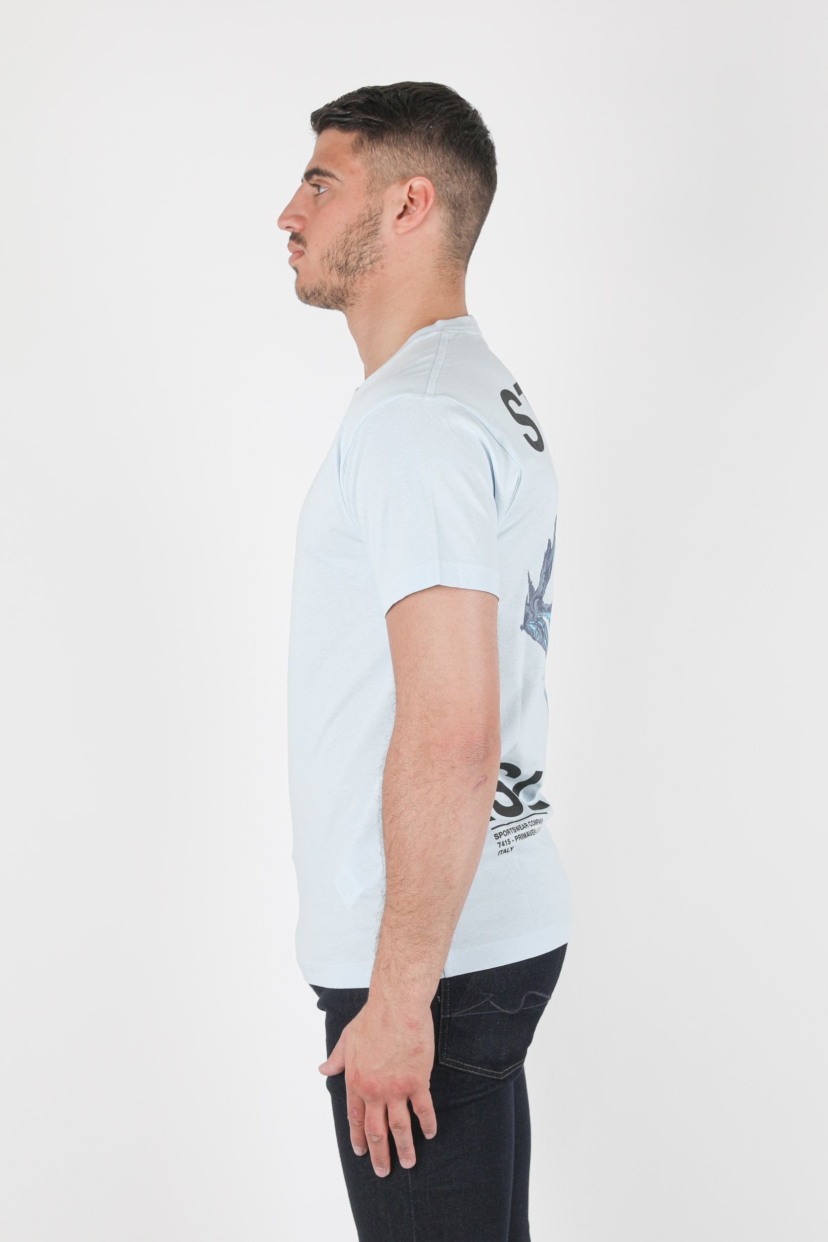 T-SHIRT STONE ISLAND BLEU CIEL LOGO 74152NS85-V0041