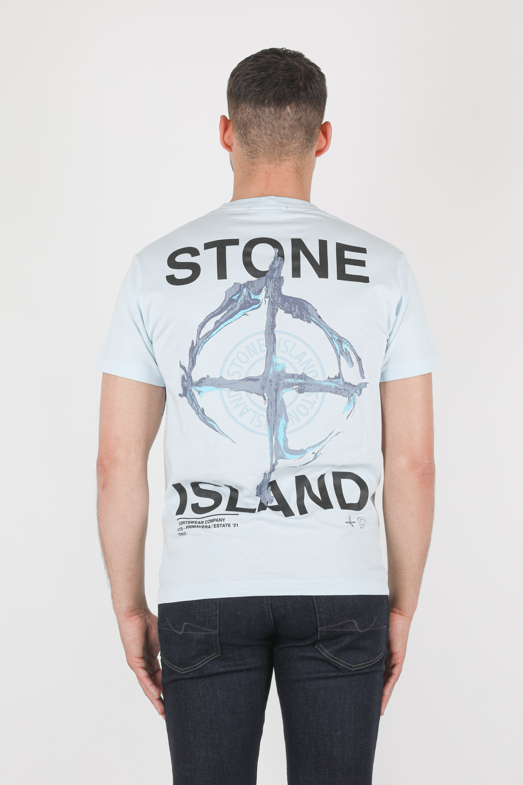 T-SHIRT STONE ISLAND BLEU CIEL LOGO 74152NS85-V0041