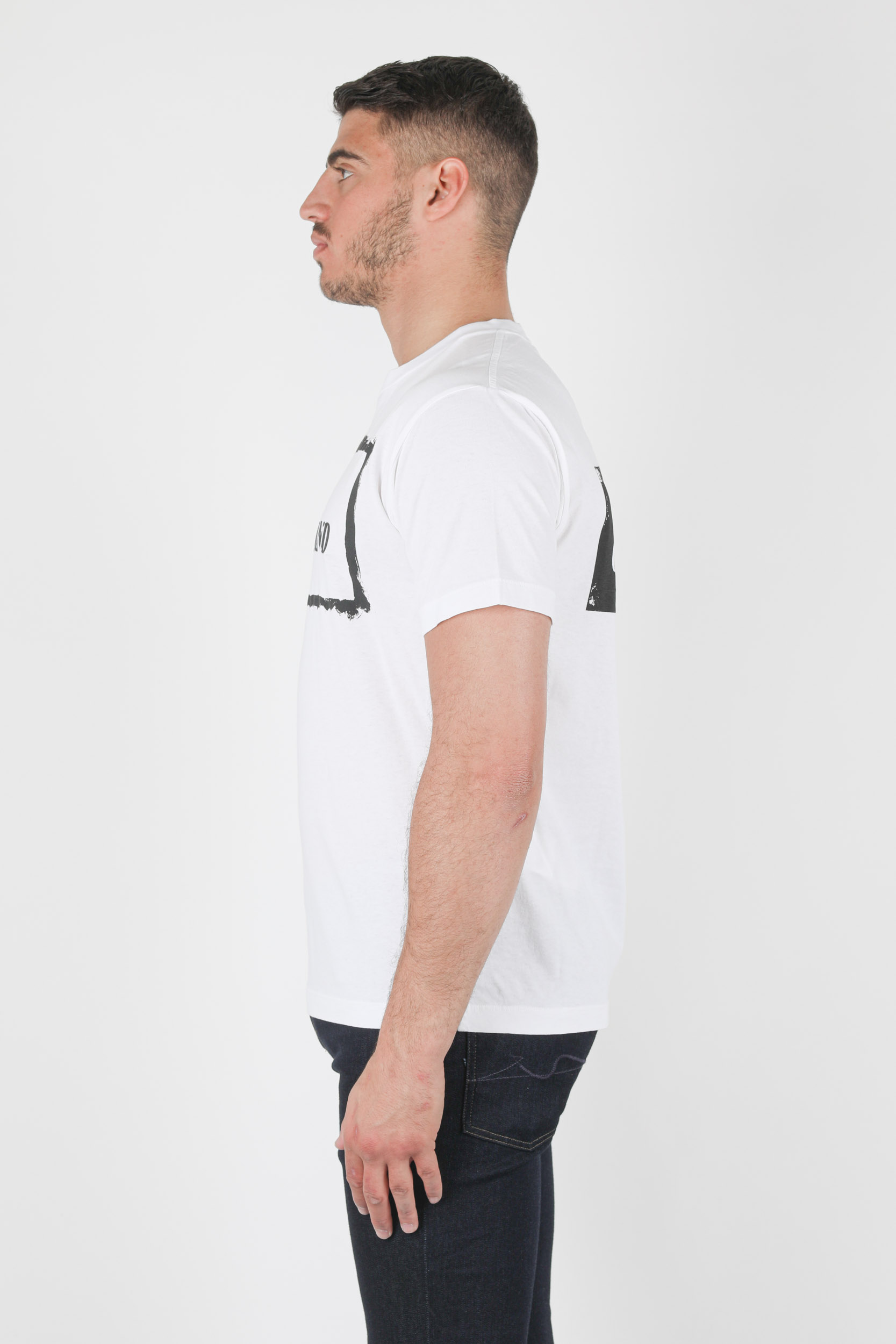 T-SHIRT STONE ISLAND BLANC EFFET PEINTURE NOIR 74152NS80-V0001