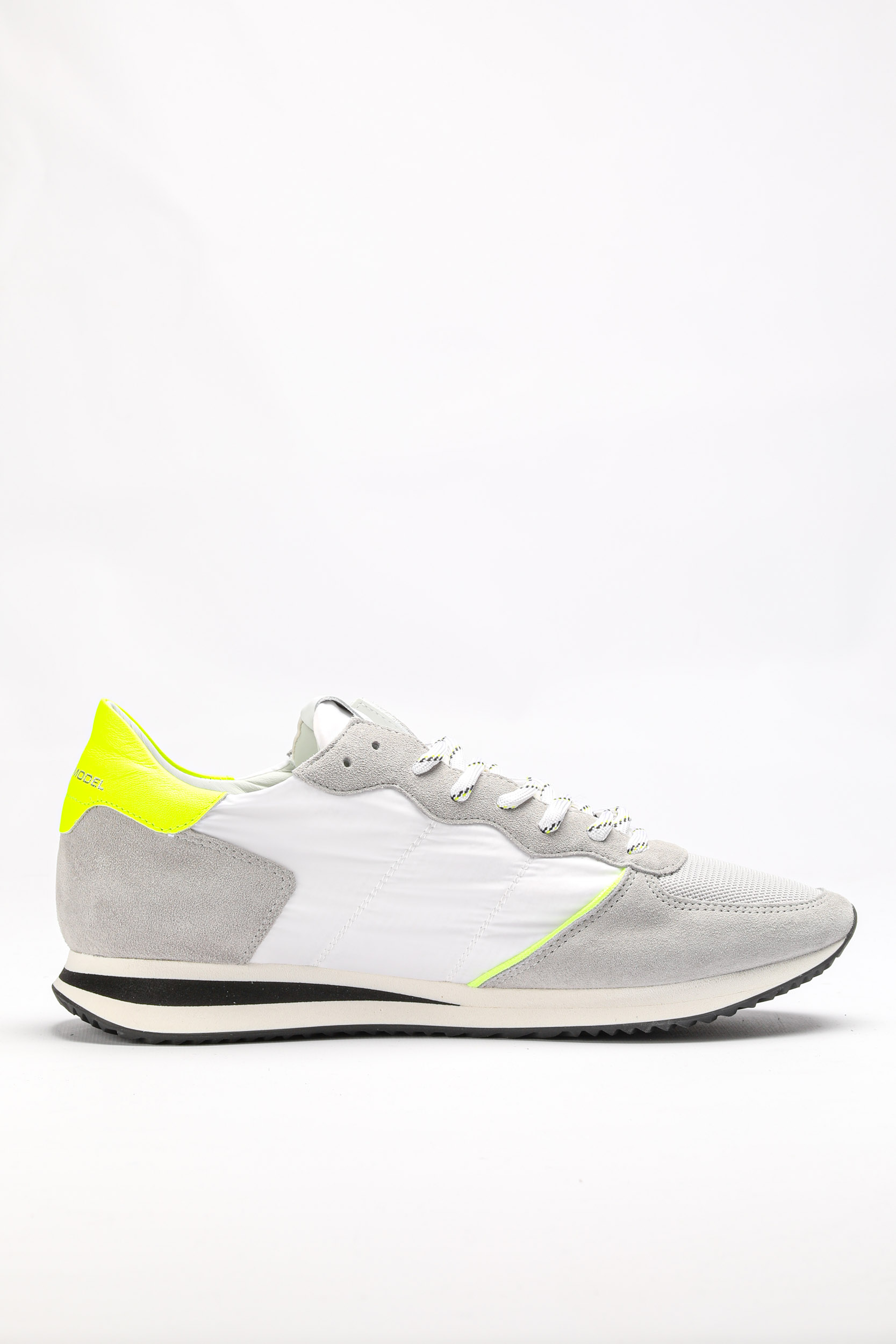 BASKETS PHILIPPE MODEL BLANCHE ET JAUNE FLUO RUNNING TZLU-WP11