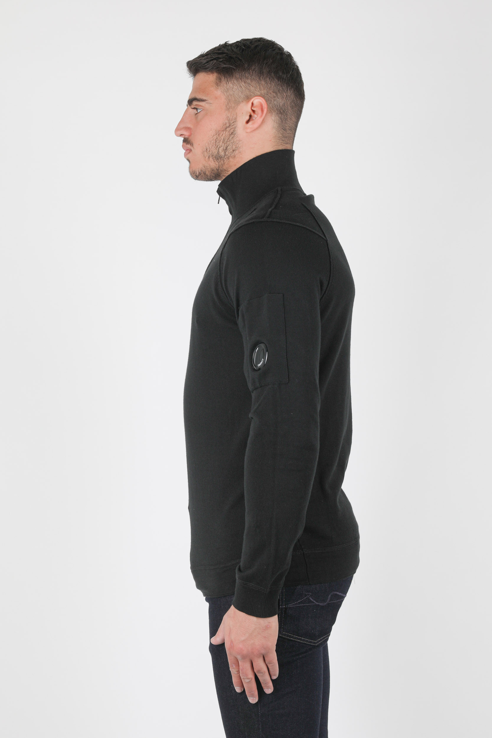 PULL C.P COMPANY COL CAMIONNEUR NOIR N142A-999