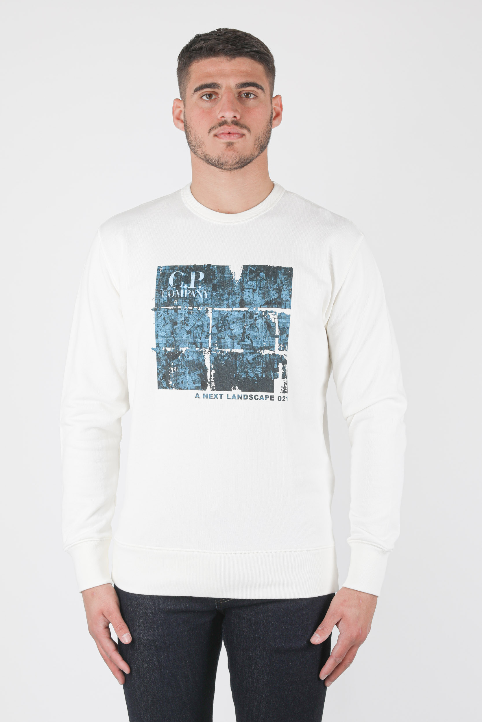 SWEAT C.P COMPANY BLANC LOGO S303A-103