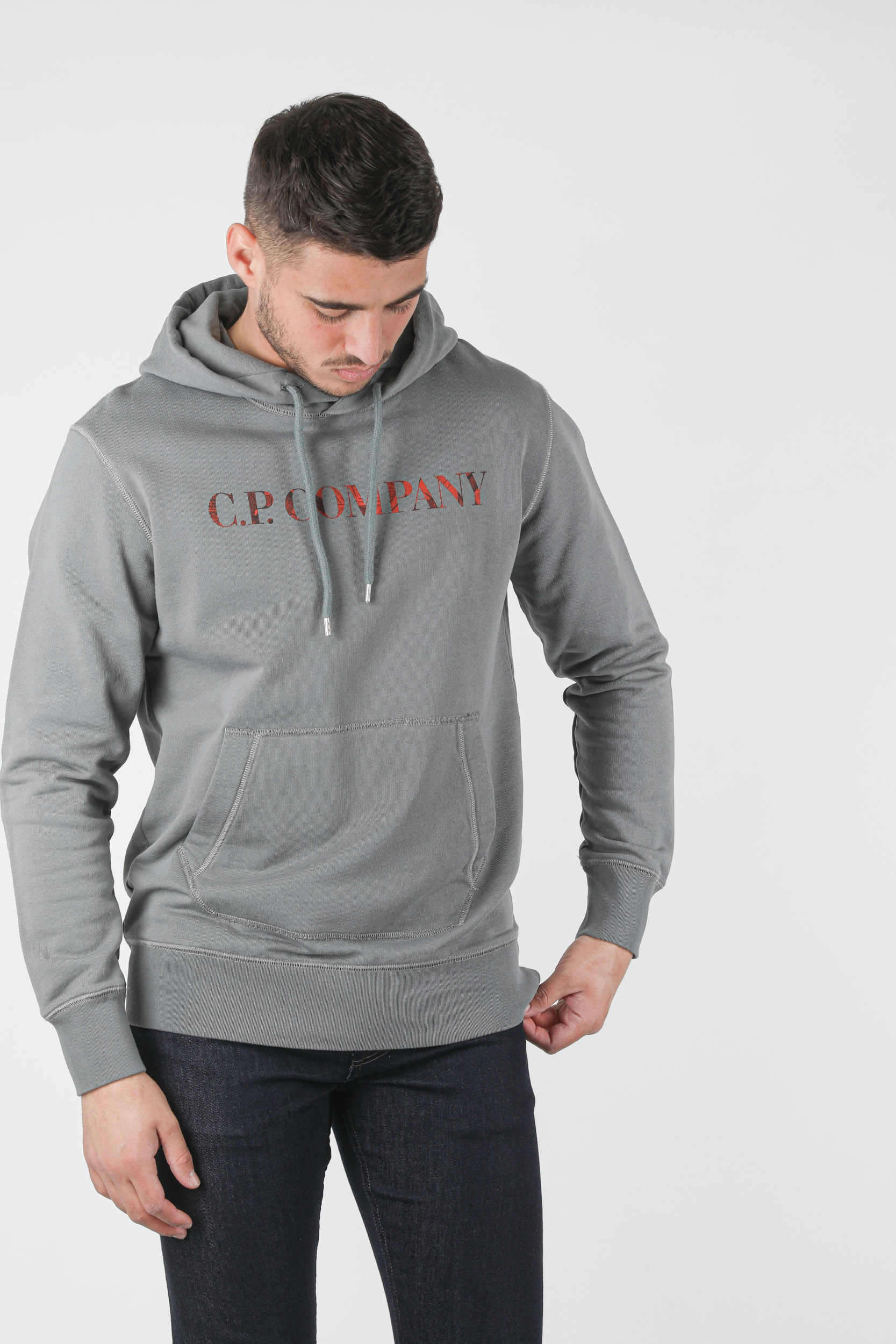 SWEAT A CAPUCHE C.P COMPANY ANTHRACITE LOGO S304A-938