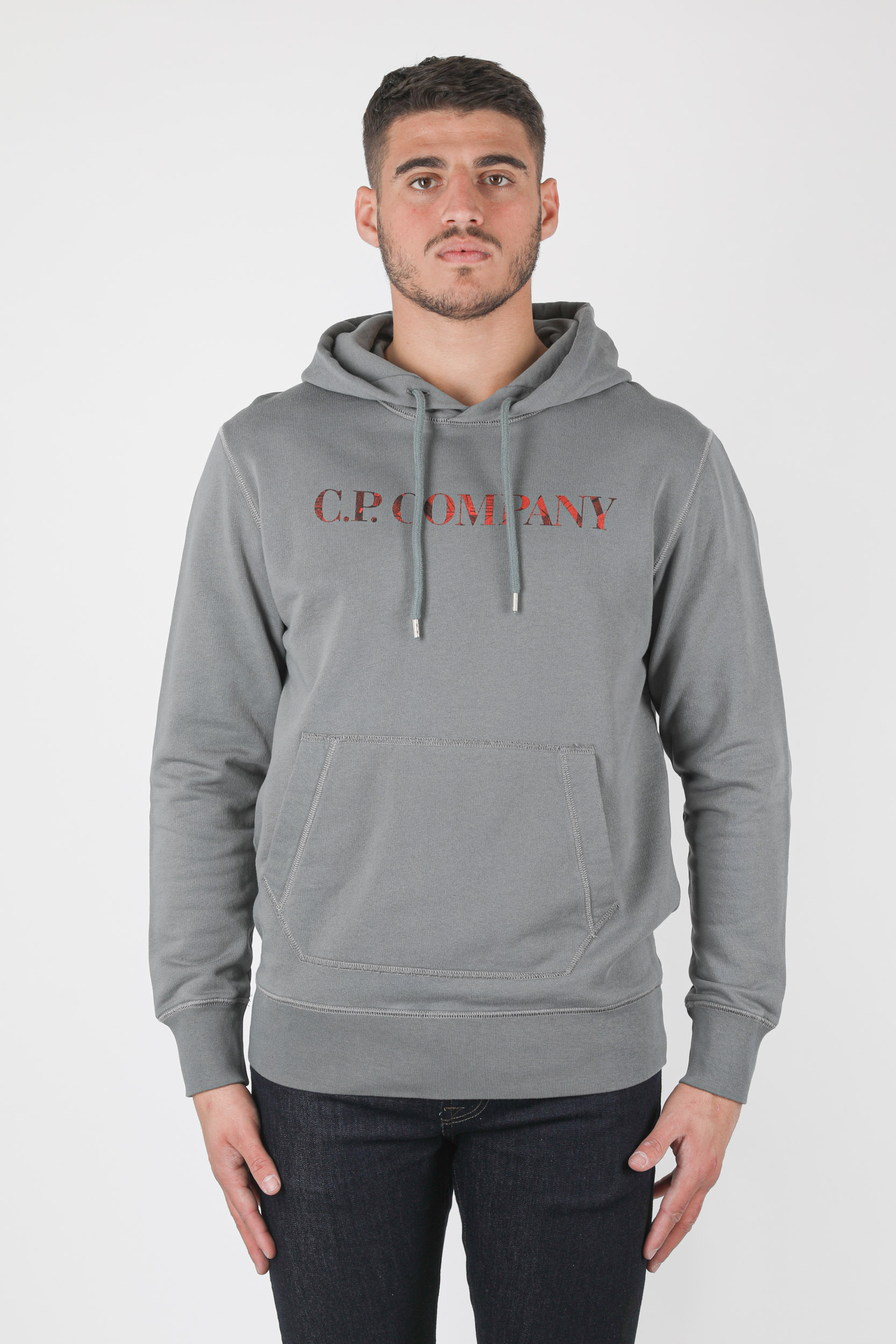 SWEAT A CAPUCHE C.P COMPANY ANTHRACITE LOGO S304A-938