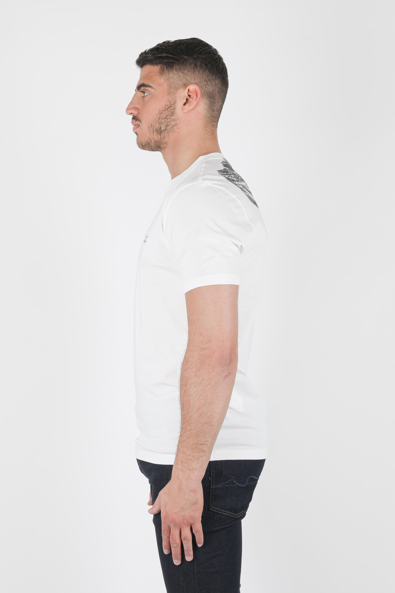 T-SHIRT C.P COMPANY BLANC LUNETTES S037A-103