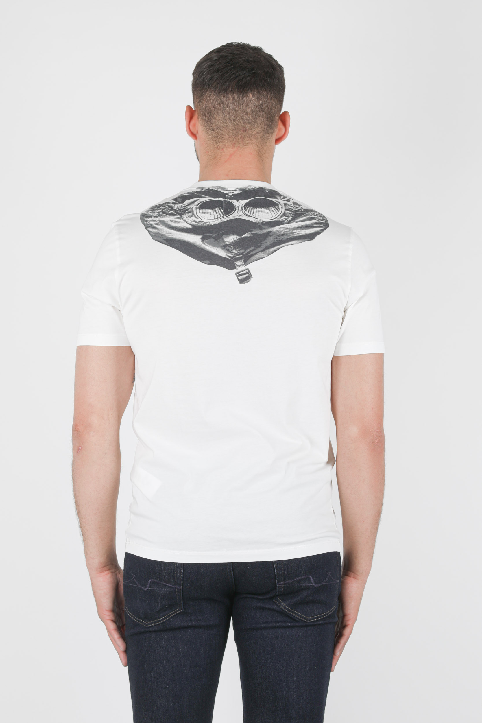 T-SHIRT C.P COMPANY BLANC LUNETTES S037A-103