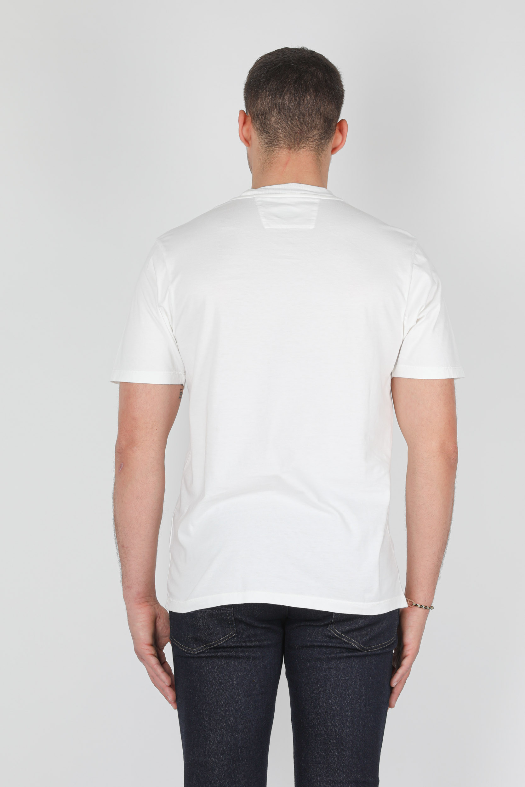 T-SHIRT C.P COMPANY BLANC LOGO BLEU S305A-103
