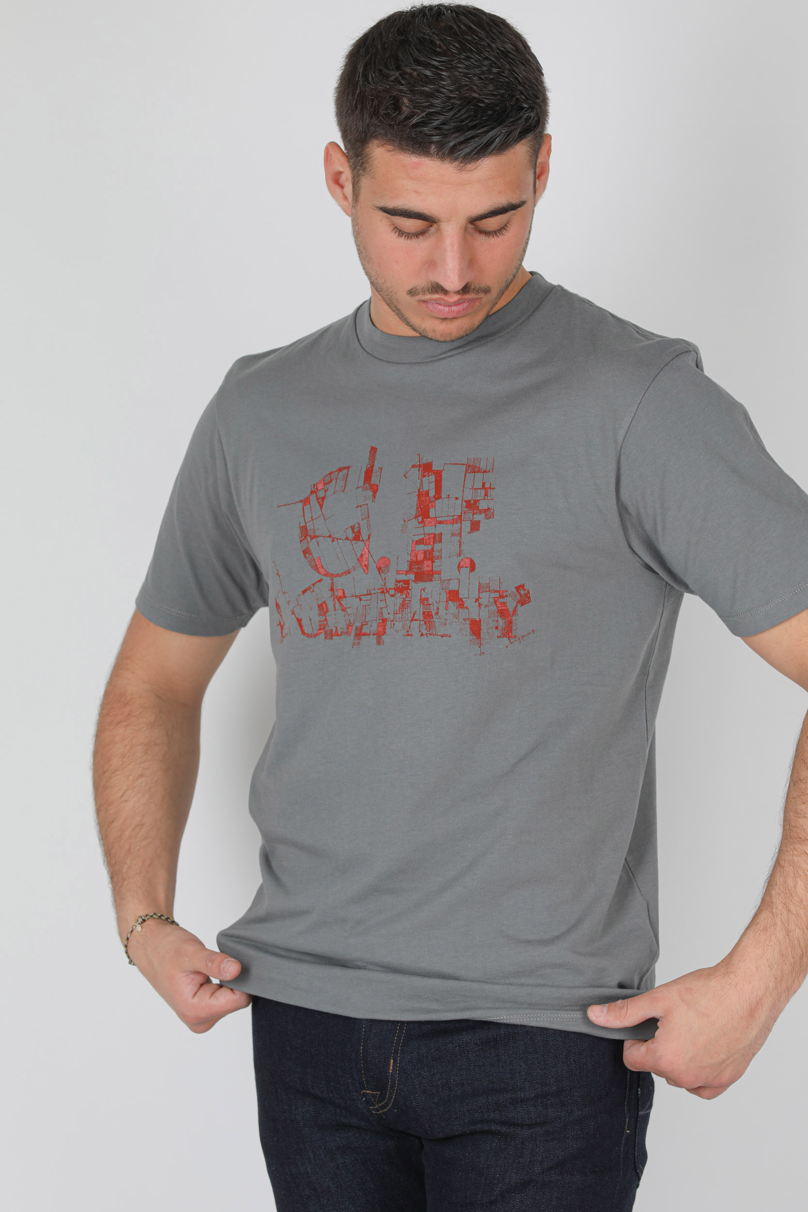 T-SHIRT C.P COMPANY GRIS LOGO ORANGE S036A-938