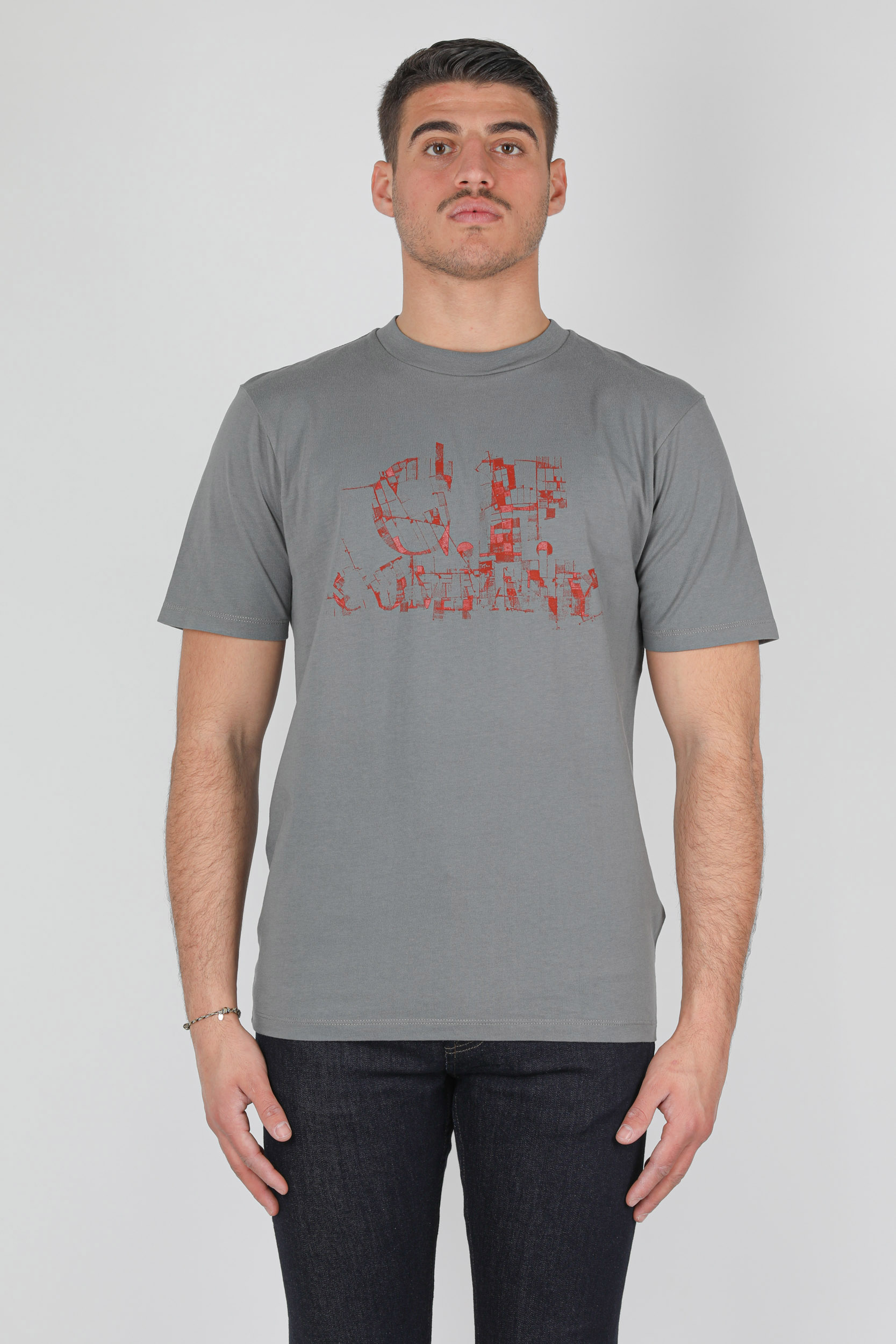 T-SHIRT C.P COMPANY GRIS LOGO ORANGE S036A-938