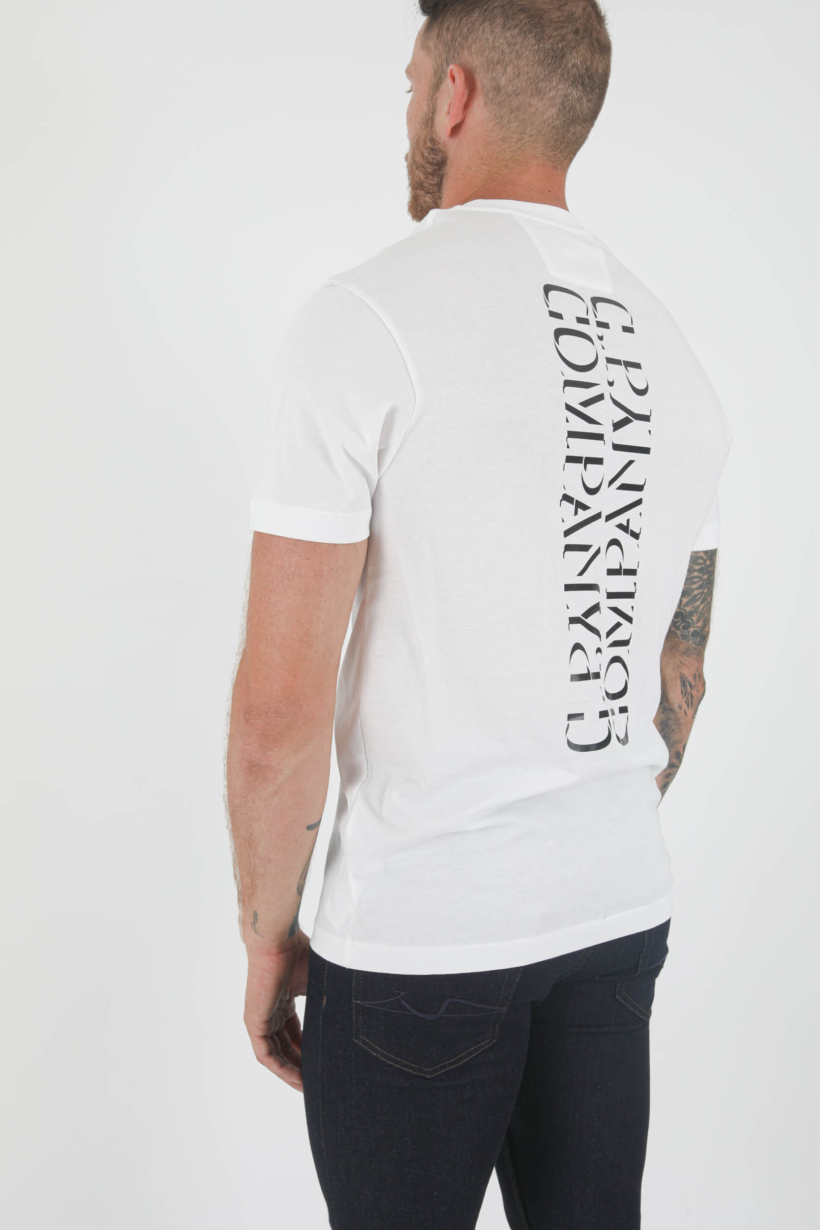 T-SHIRT C.P COMPANY BLANC LOGO S216A-103