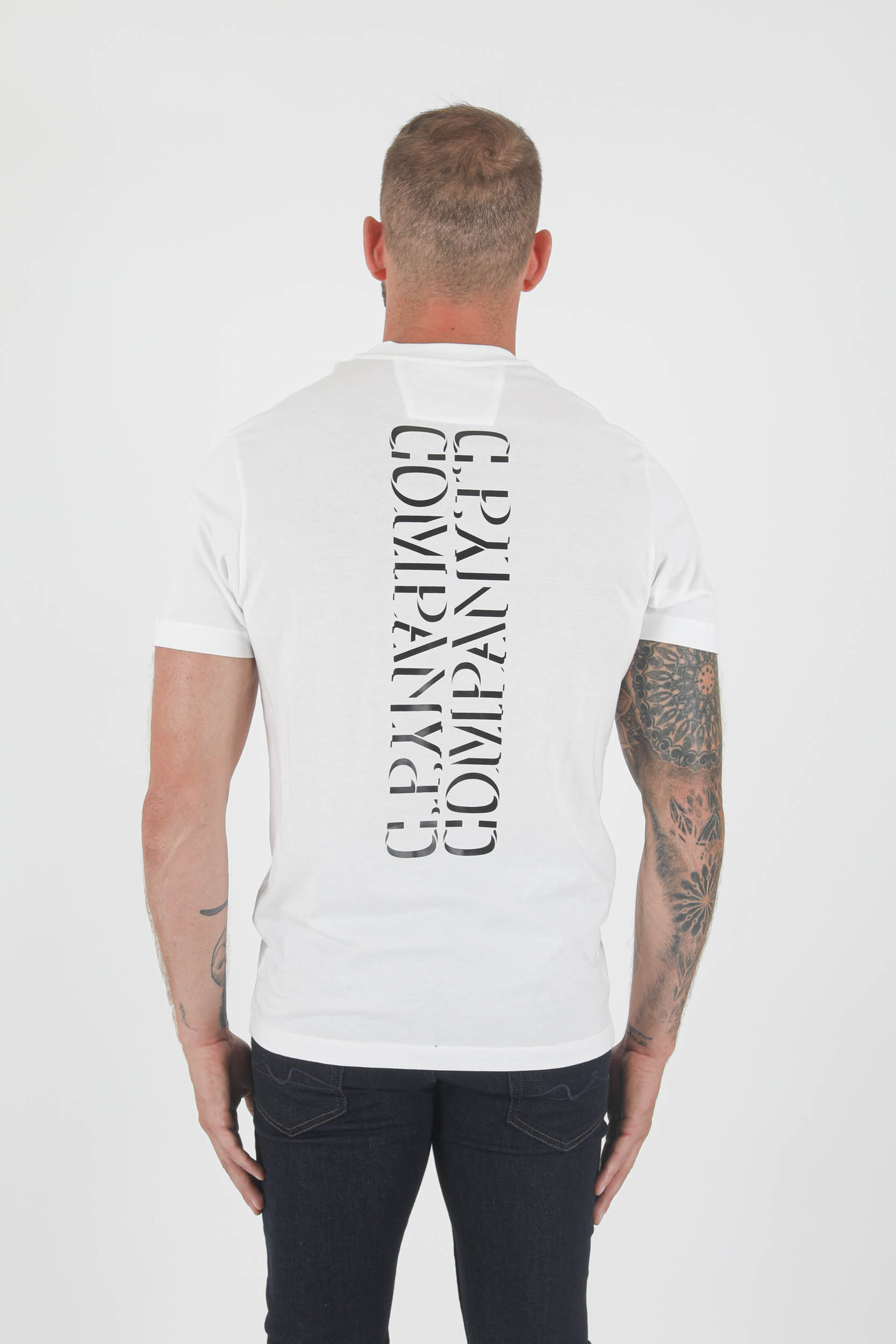 T-SHIRT C.P COMPANY BLANC LOGO S216A-103