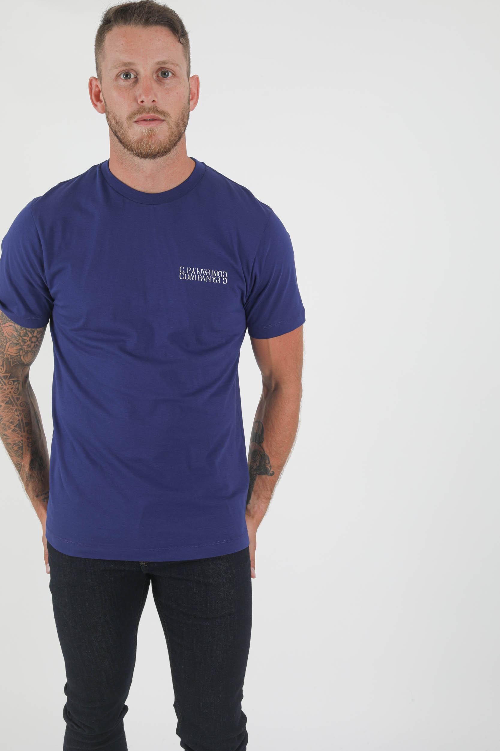 T-SHIRT C.P COMPANY BLEU LOGO S216A-878