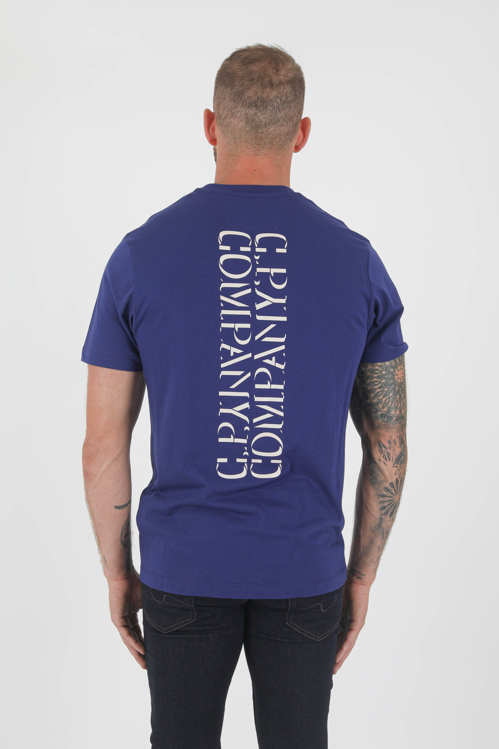 T-SHIRT C.P COMPANY BLEU LOGO S216A-878