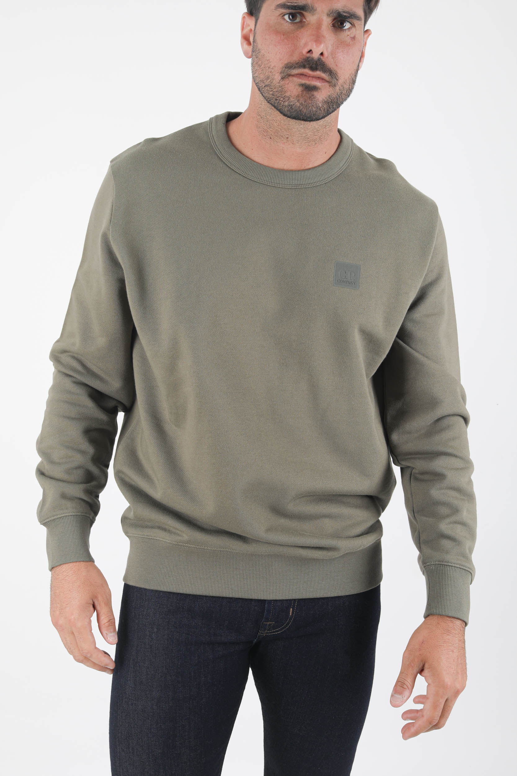 SWEAT COL ROND C.P COMPANY KAKI LOGO S221A-665