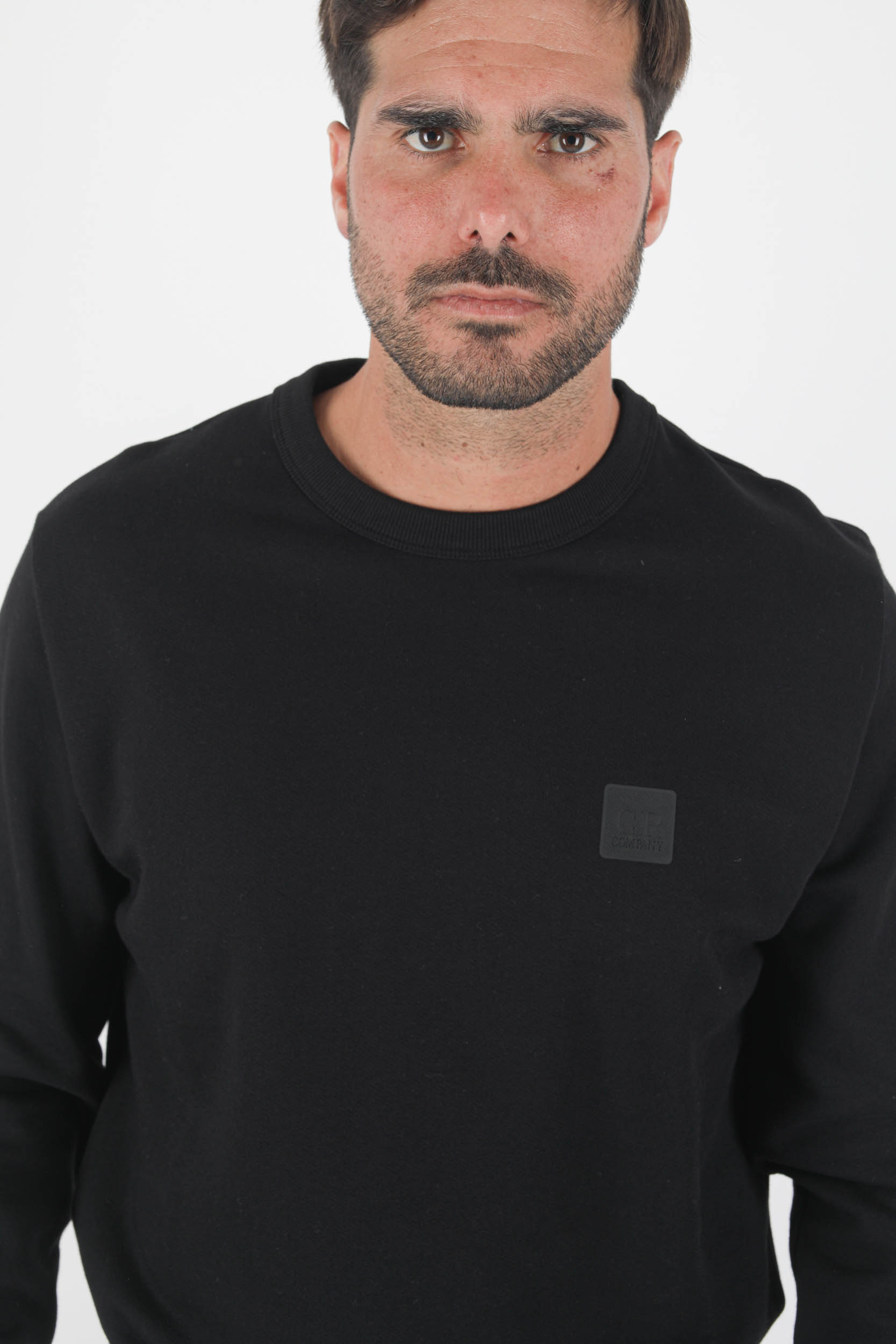 SWEAT COL ROND C.P COMPANY NOIR LOGO S211A-999
