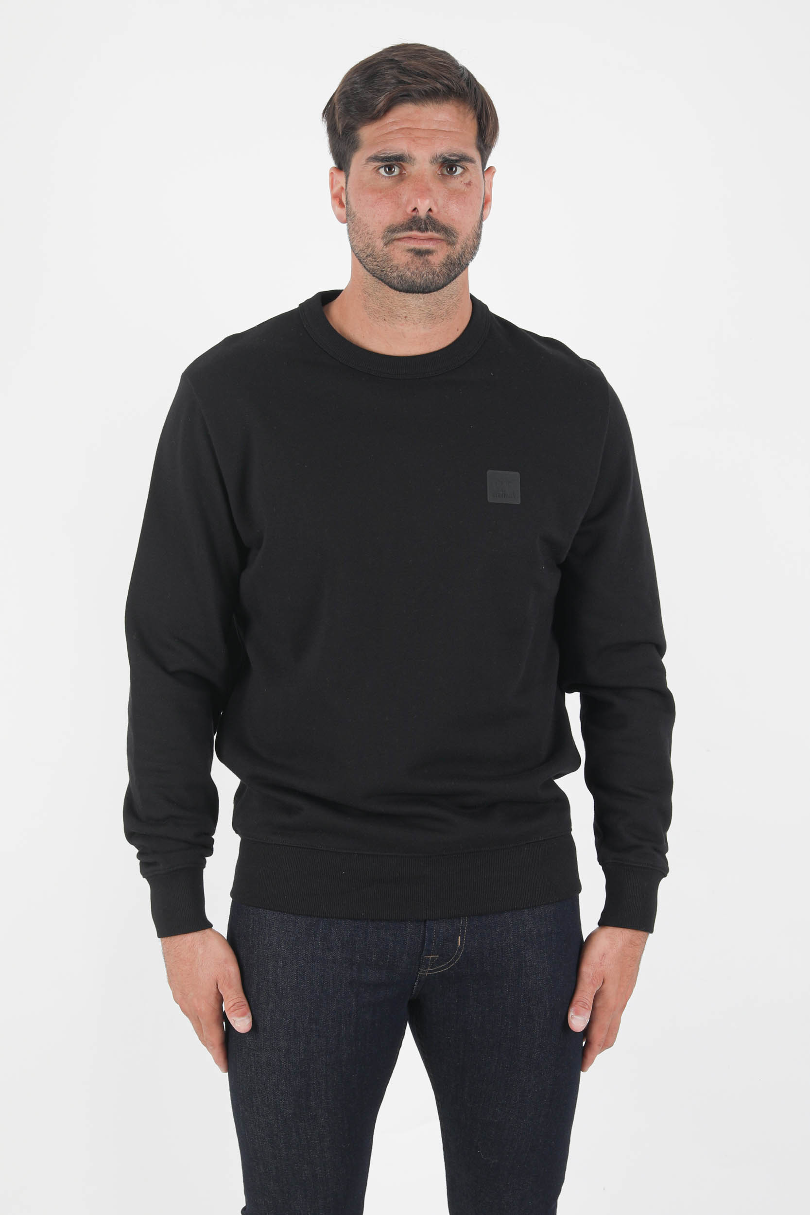 SWEAT COL ROND C.P COMPANY NOIR LOGO S211A-999