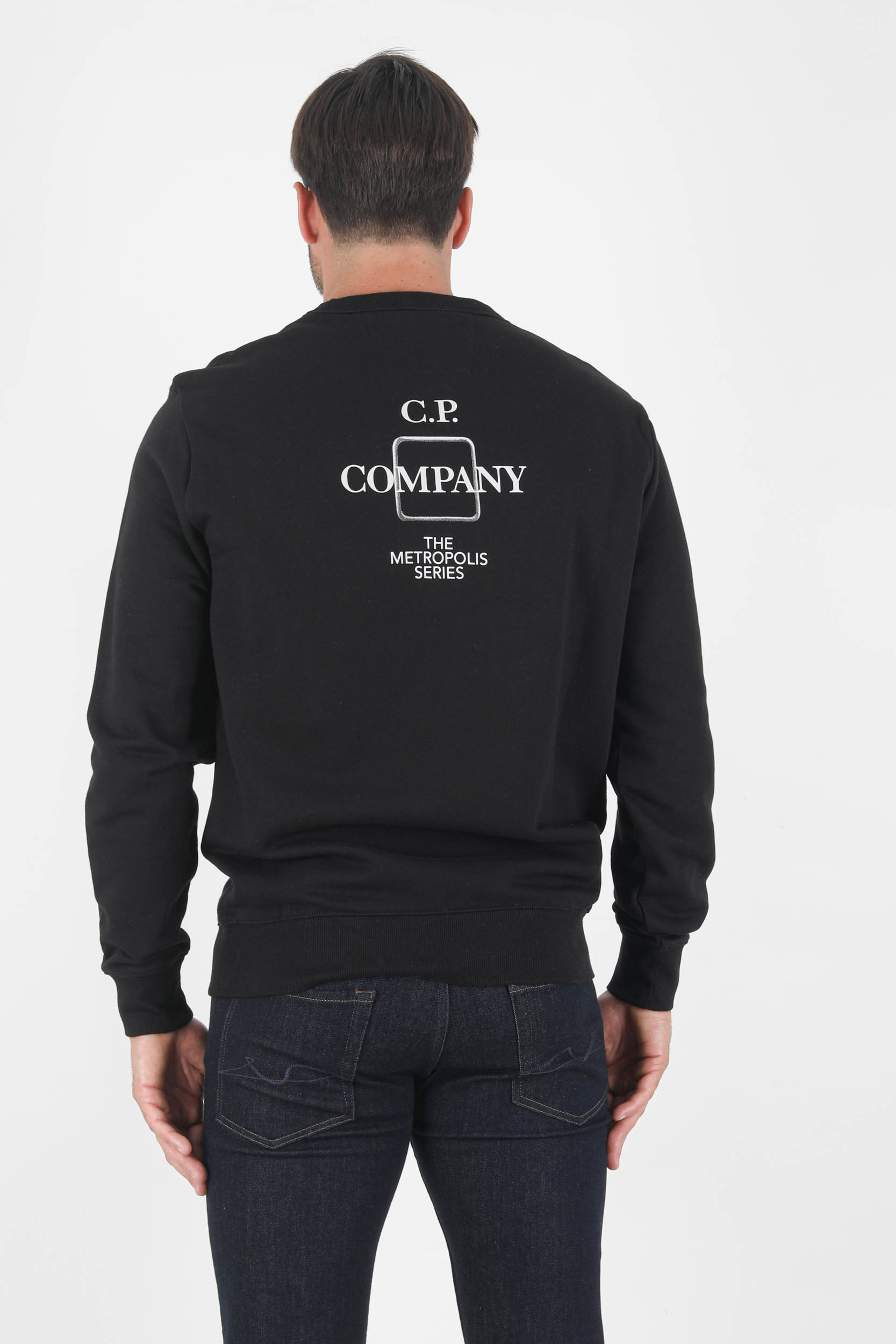 SWEAT COL ROND C.P COMPANY NOIR LOGO S211A-999