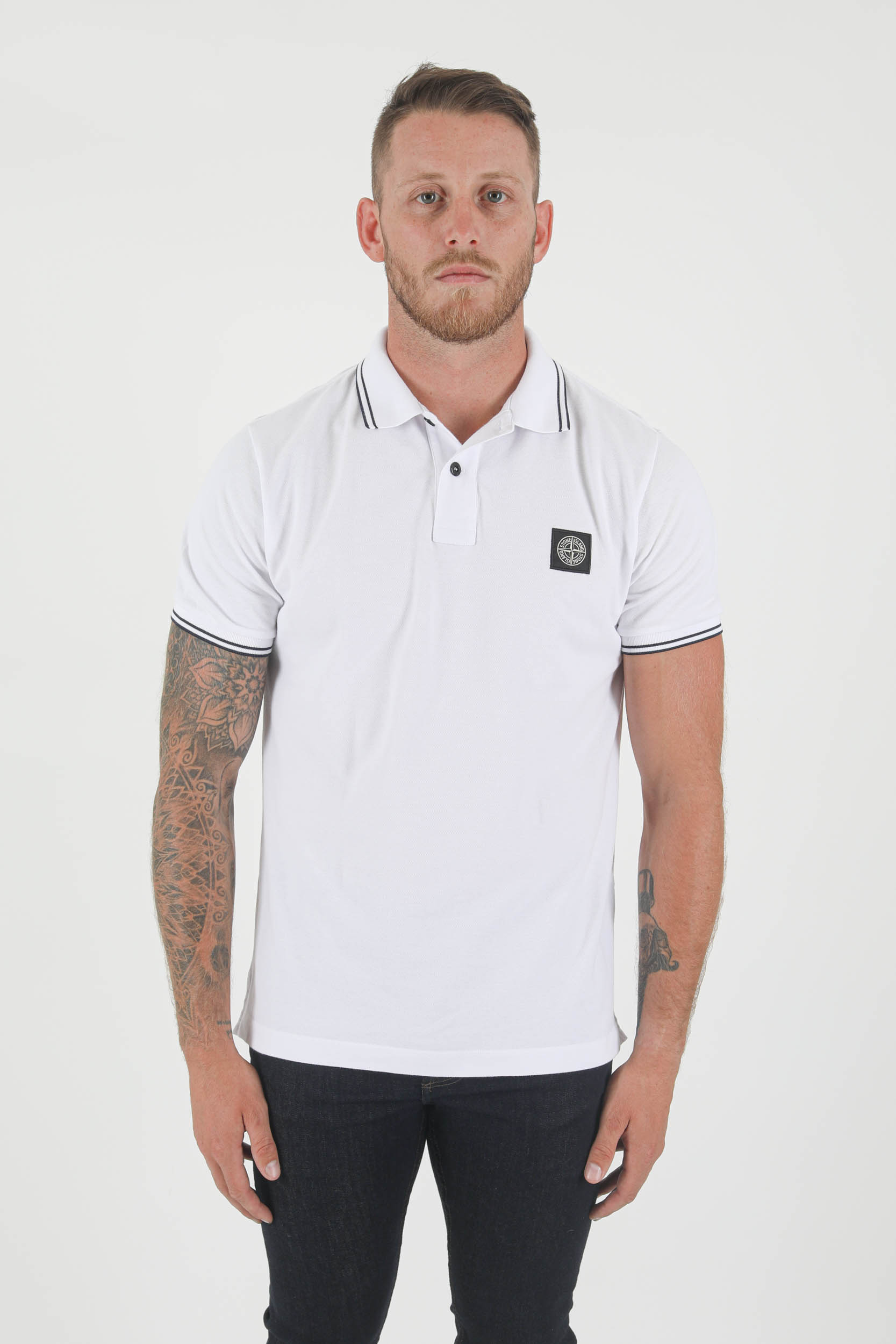 POLO MANCHES COURTES STONE ISLAND BLANC 751522S18-V1001