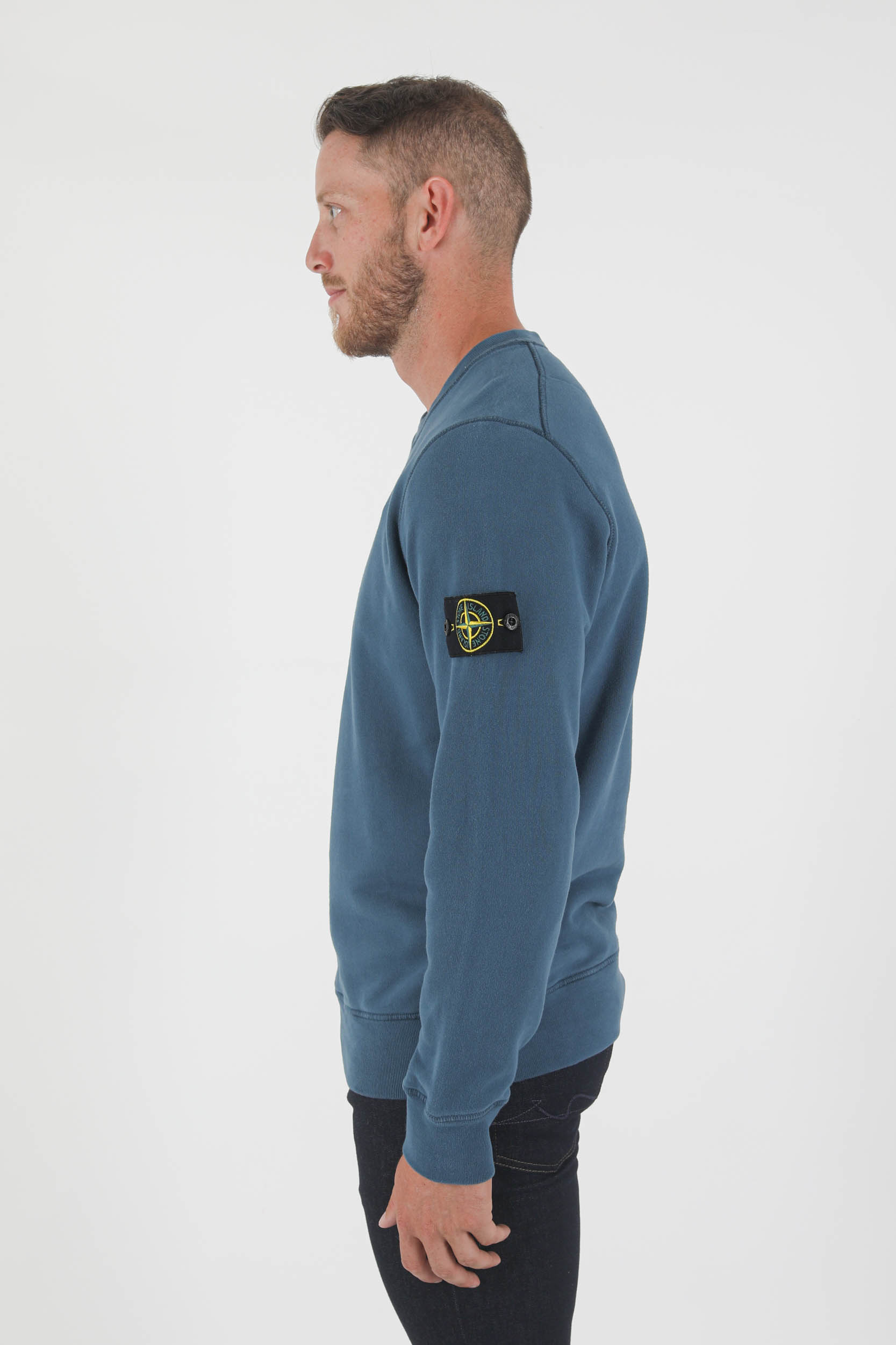 SWEAT COL ROND STONE ISLAND BLEU PETROLE 751563020-V0023