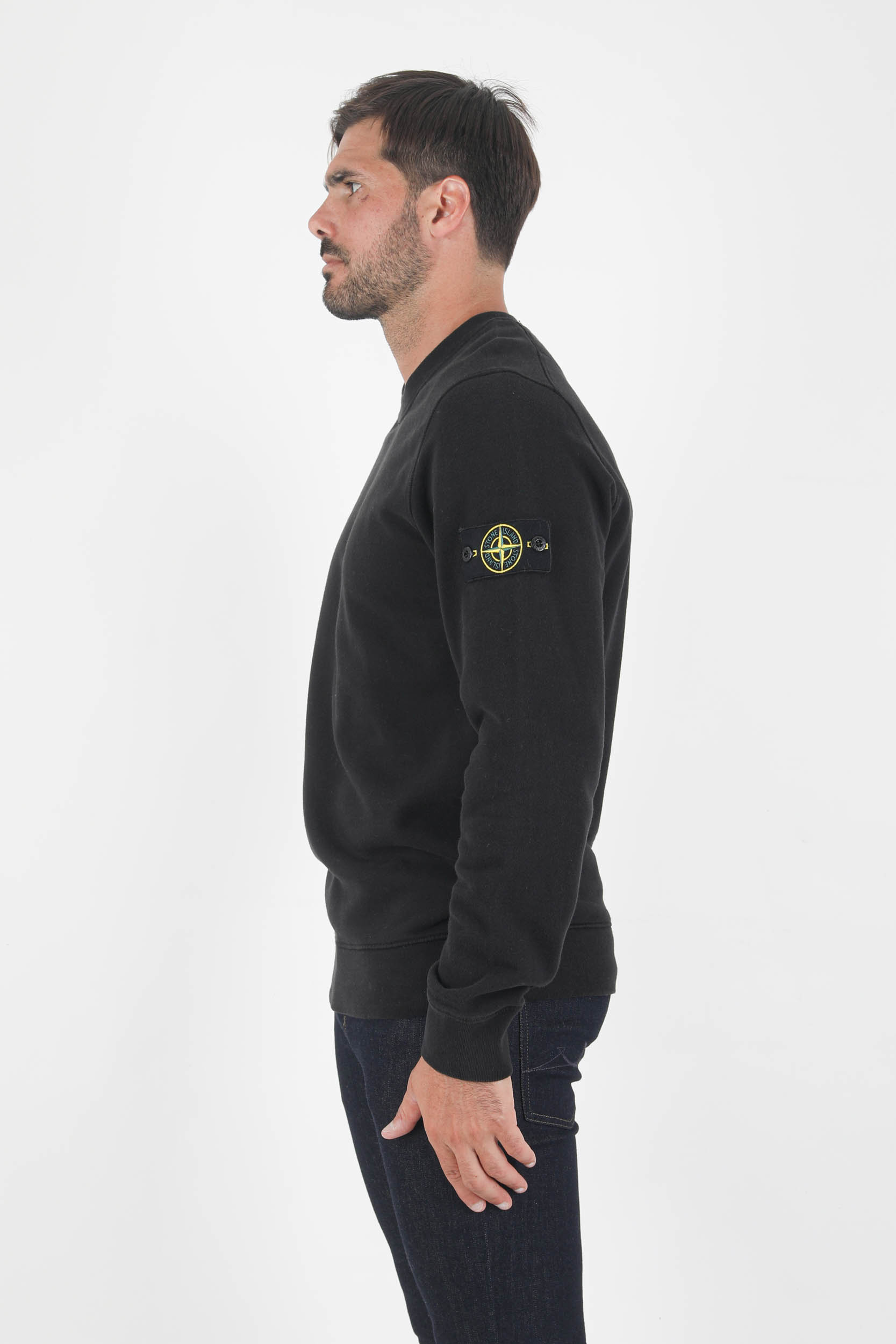 SWEAT COL ROND STONE ISLAND NOIR 751563020-V0029