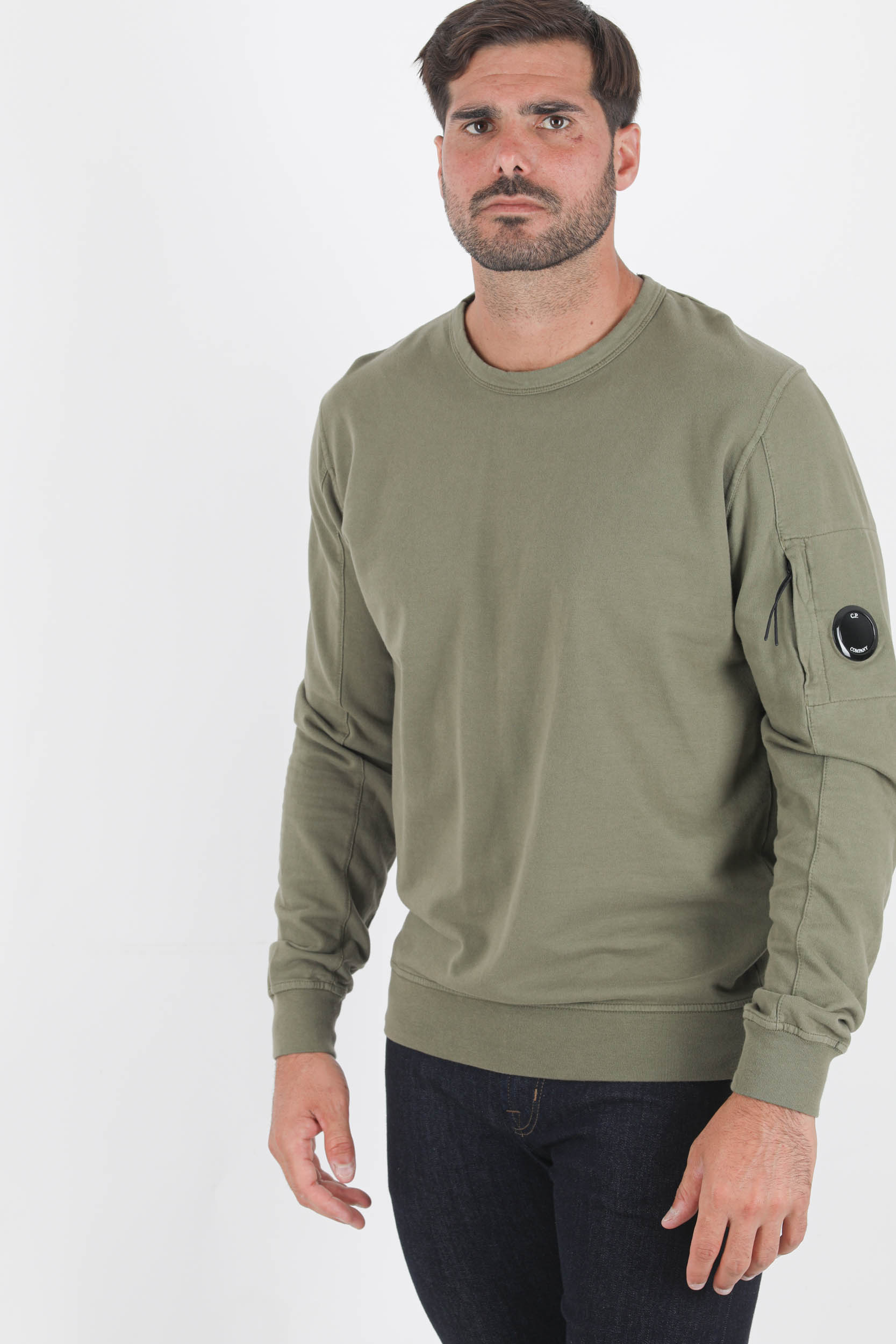 SWEAT COL ROND FIN C.P COMPANY KAKI S075A-665