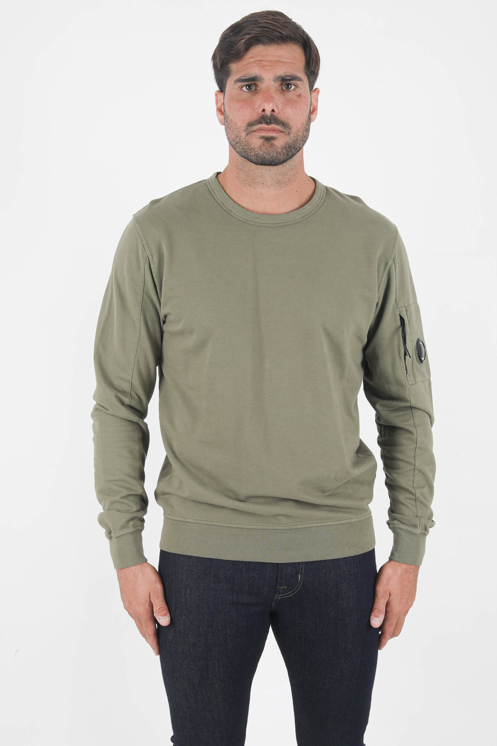 SWEAT COL ROND FIN C.P COMPANY KAKI S075A-665