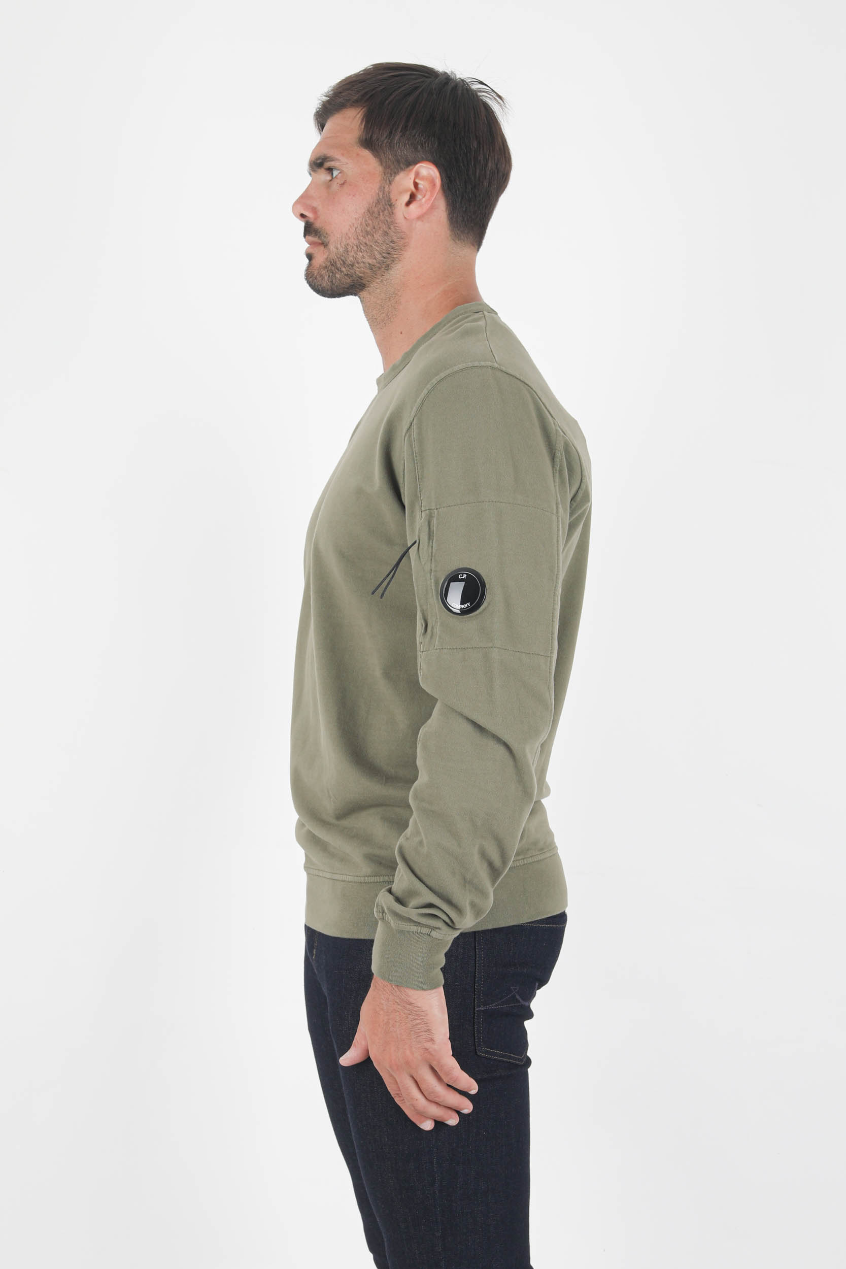 SWEAT COL ROND FIN C.P COMPANY KAKI S075A-665